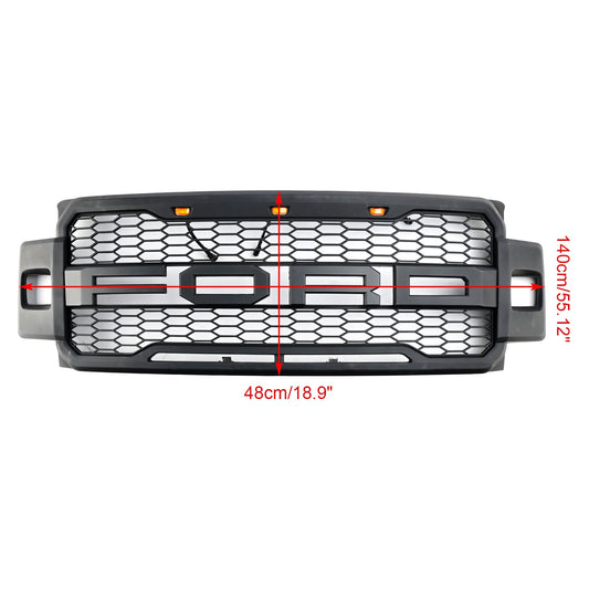 2017-2019 Ford F250 F350 F450 F550 Super Duty Raptor Style Front Bumper Grill Matte Black Grille