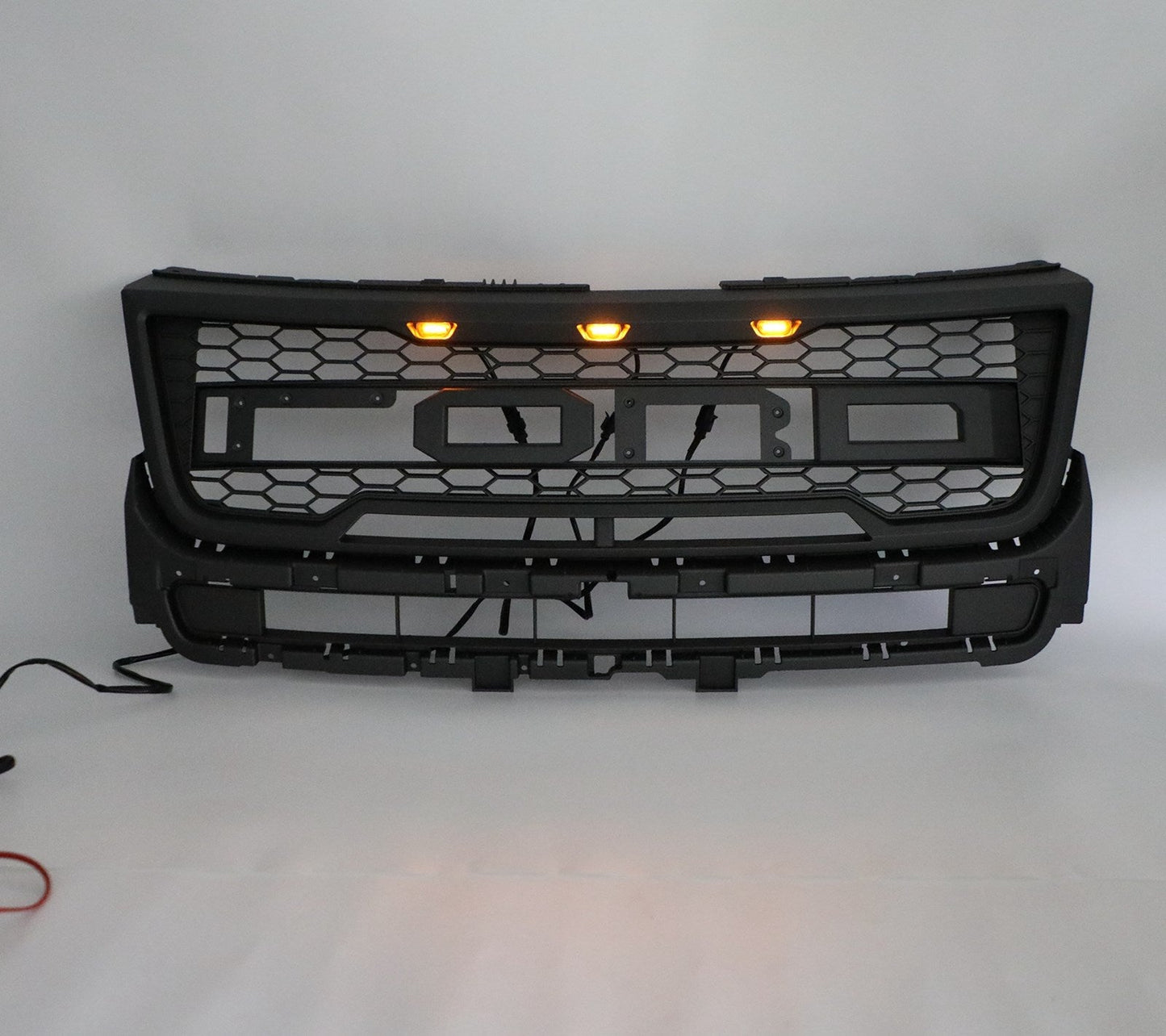 2016-2017 Ford Explorer Base/XLT/Limited/Platinum/Sport Front Upper Bumper Grill Replacement Black Grille With Lights