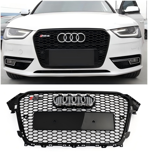 2012-2016 Audi A4 / A4 Sline / S4 Grill RS4 Style Mesh Front Bumper Gloss Black Grill Replacement