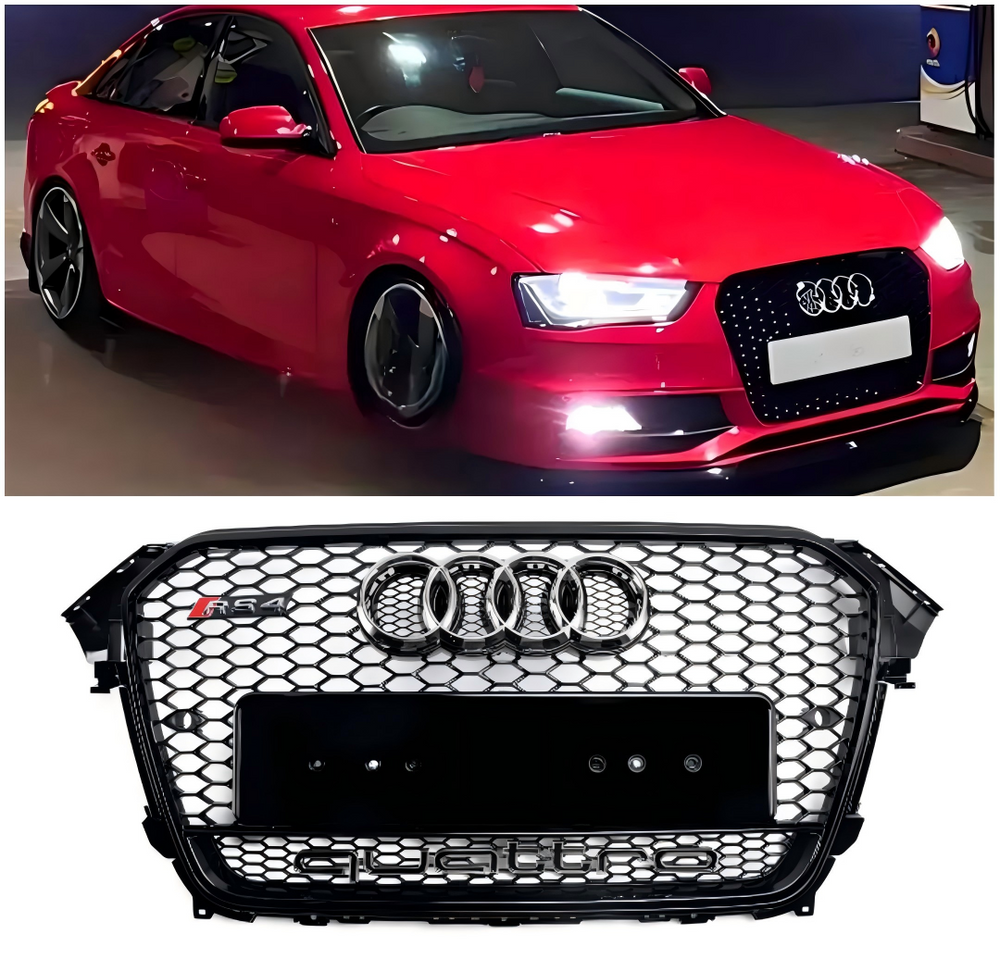 2012-2016 Audi A4/S4 B8.5 With Quattro RS4 Style Front Bumper Grill Replacement Black Grille