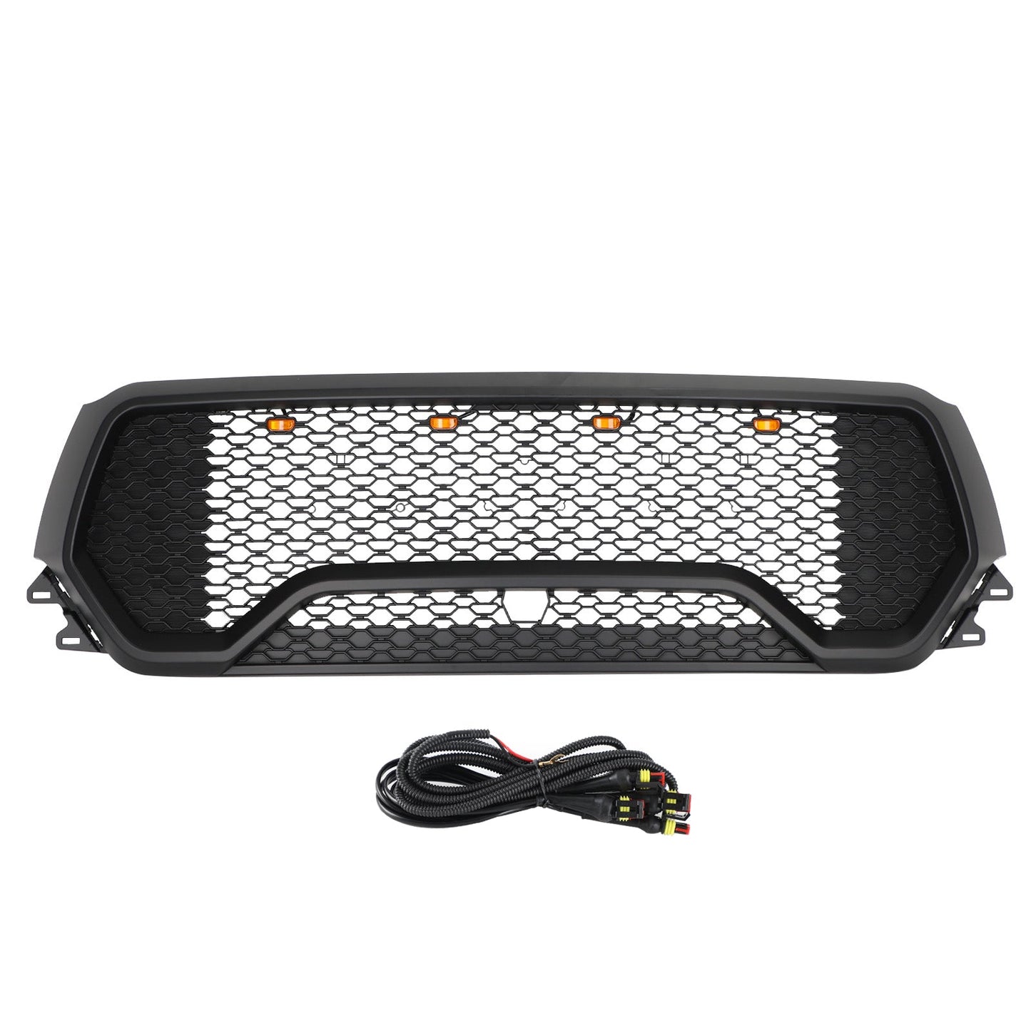 2019-2024 TRX Style Dodge Ram 1500 Matte Black Front Grill Air Intake Radiator Bumper Grille W/ Letter + LED Light
