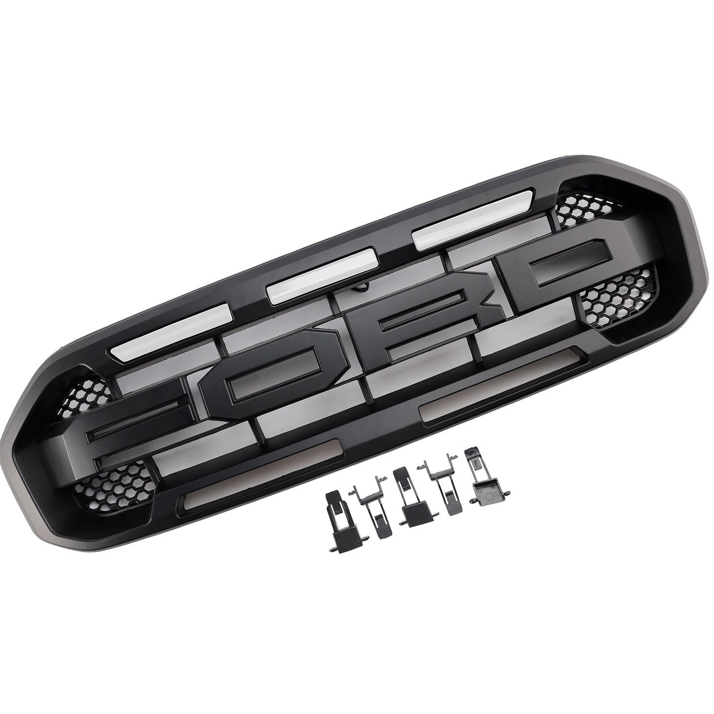 2019-2023 Ford Ranger Raptor Style Front Grille Replacement Grill With White / Yellow LED Light