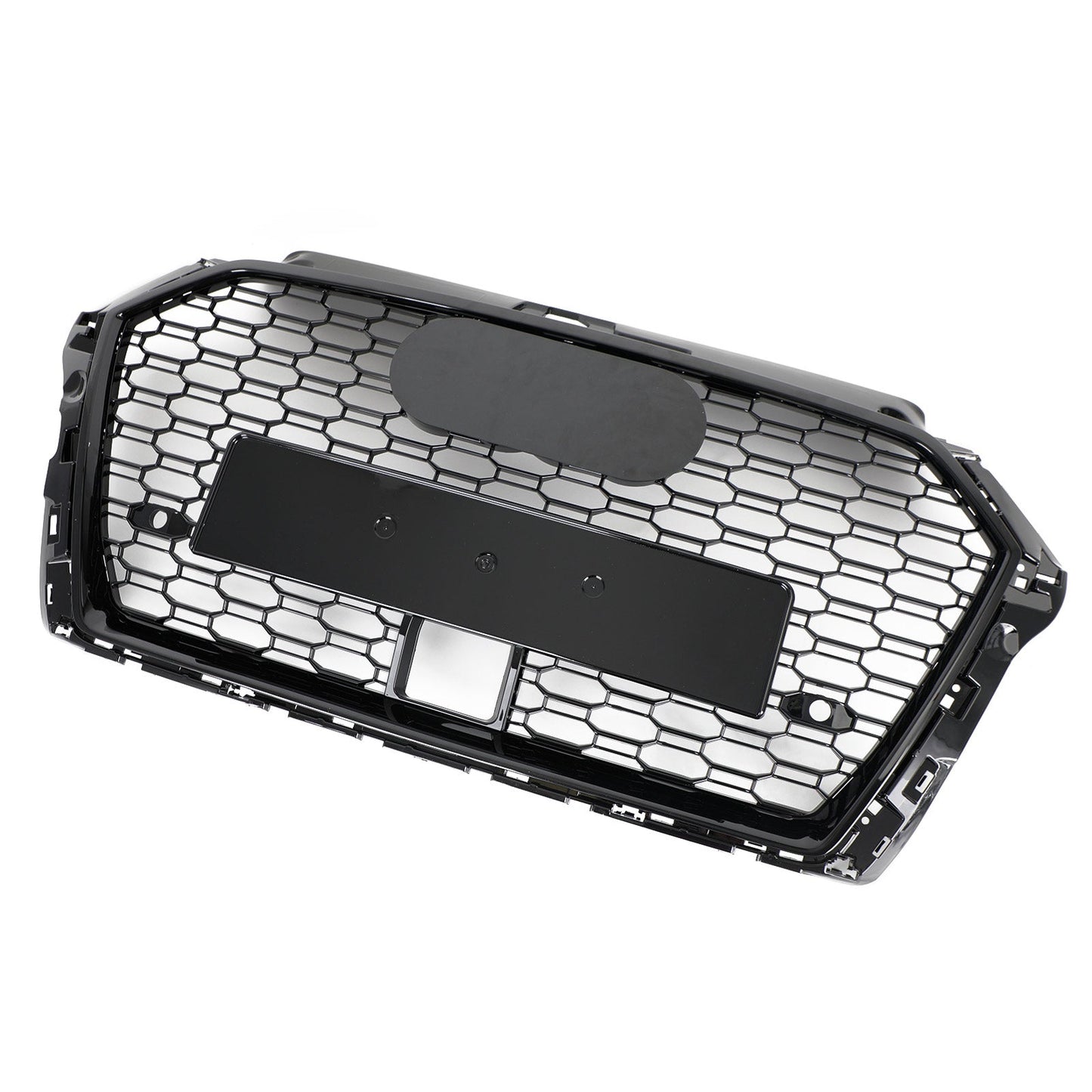2017-2019 Audi A3 /A3 Sile /S3 Front Bumper Replacement Black Grill W/ Ring Emblem & ACC Hole RS3 Style Honeycomb Grille