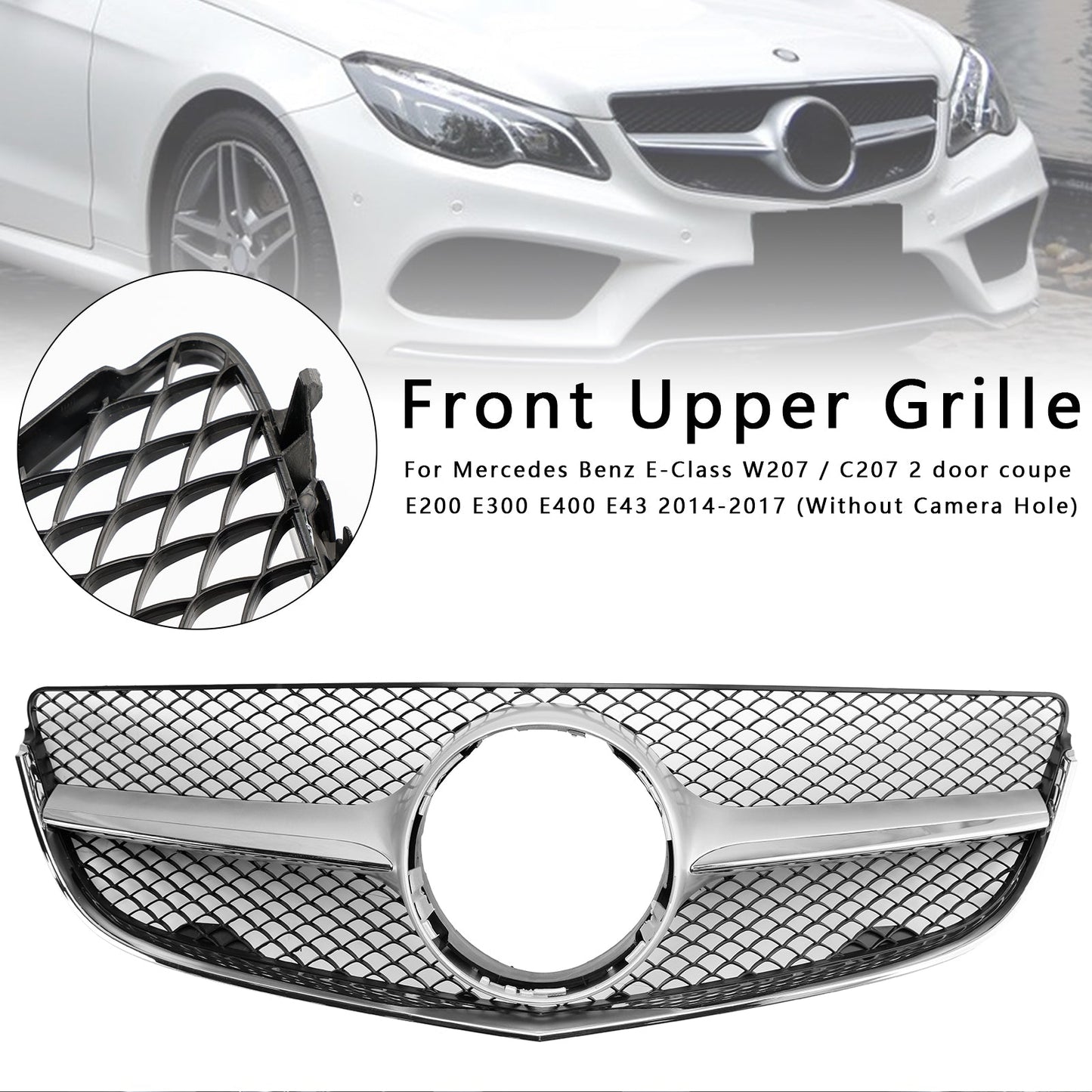 2014 2015 2016 2017 Mercedes Benz E-Class W207/C207 Coupe Diamond / OEM Style Grill Front Bumper Replacement Grille