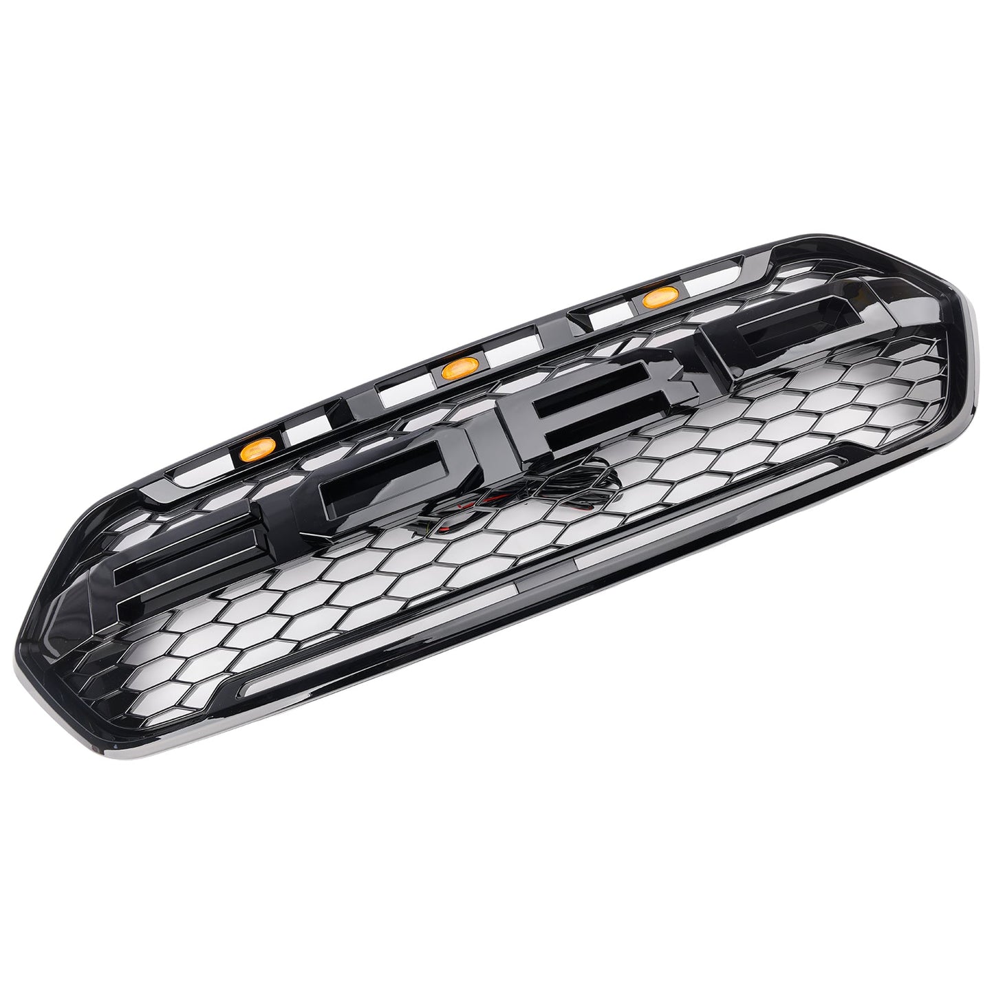 2018-2023 Ford Transit Custom Front Bumper Grille Air Intake Radiator Glossy Black Honeycomb Mesh Raptor Grill With LED