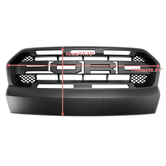 Ford Ranger 2015-2019 T7 Front Bumper Grill Black Raport Style Grille W/3 White LED