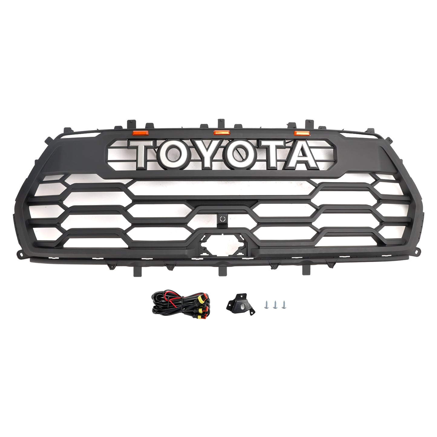 2022-2024 Toyota Sequoia Front Bumper Grill TRD PRO Style Black Grill