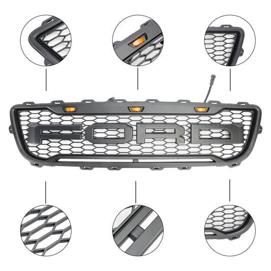 1999-2003 Ford F150 W/ Led Matte Black Front Honeycomb Bumper Grille Grill Generic