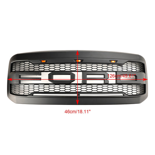 2005-2007 Ford F250 F350 Super Duty Front Bumper W/ LED Raptor Grill Black Replacement Grille