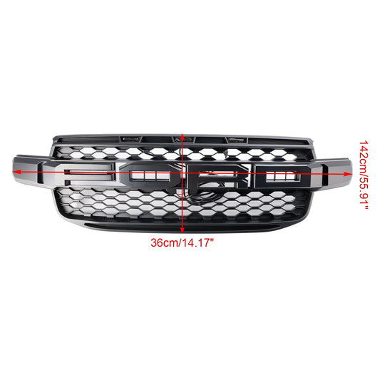 2023-2024 Ford Ranger Next Gen T9 Raptor Style Front Bumper Grill Replacement Black Grille W/ White LED Light