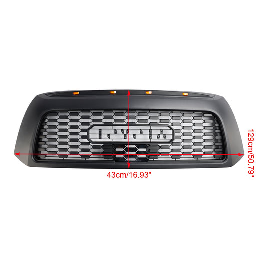 TRD PRO Style | Toyota Tundra | Matte Black | Front Bumper Grille | 2006-2009 | Honeycomb Mesh Grill + LED Light + Letter