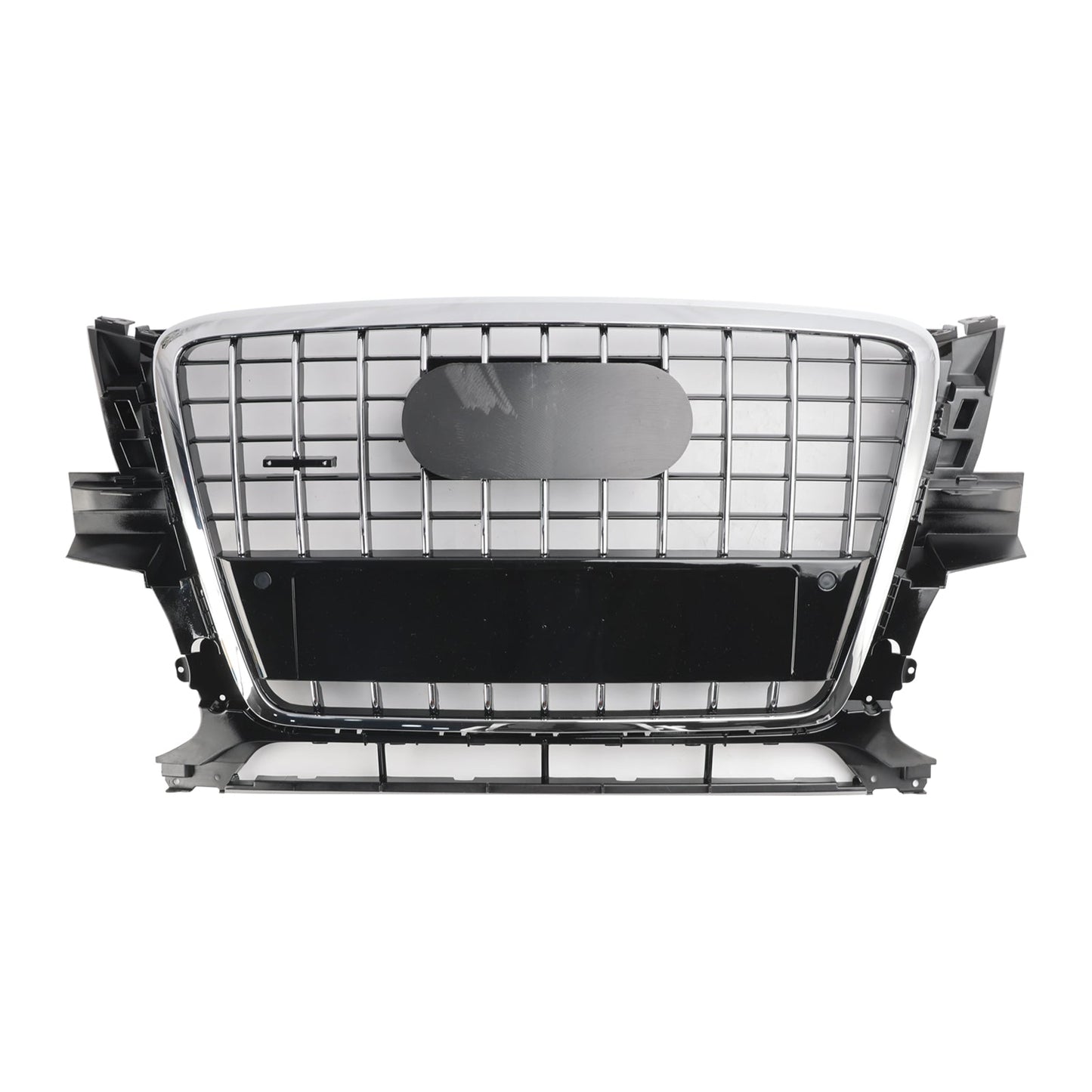 Audi Q5 2009-2012 Front Bumper Horizontal Slat Grill Chrome Grille W/ Ring Emblem