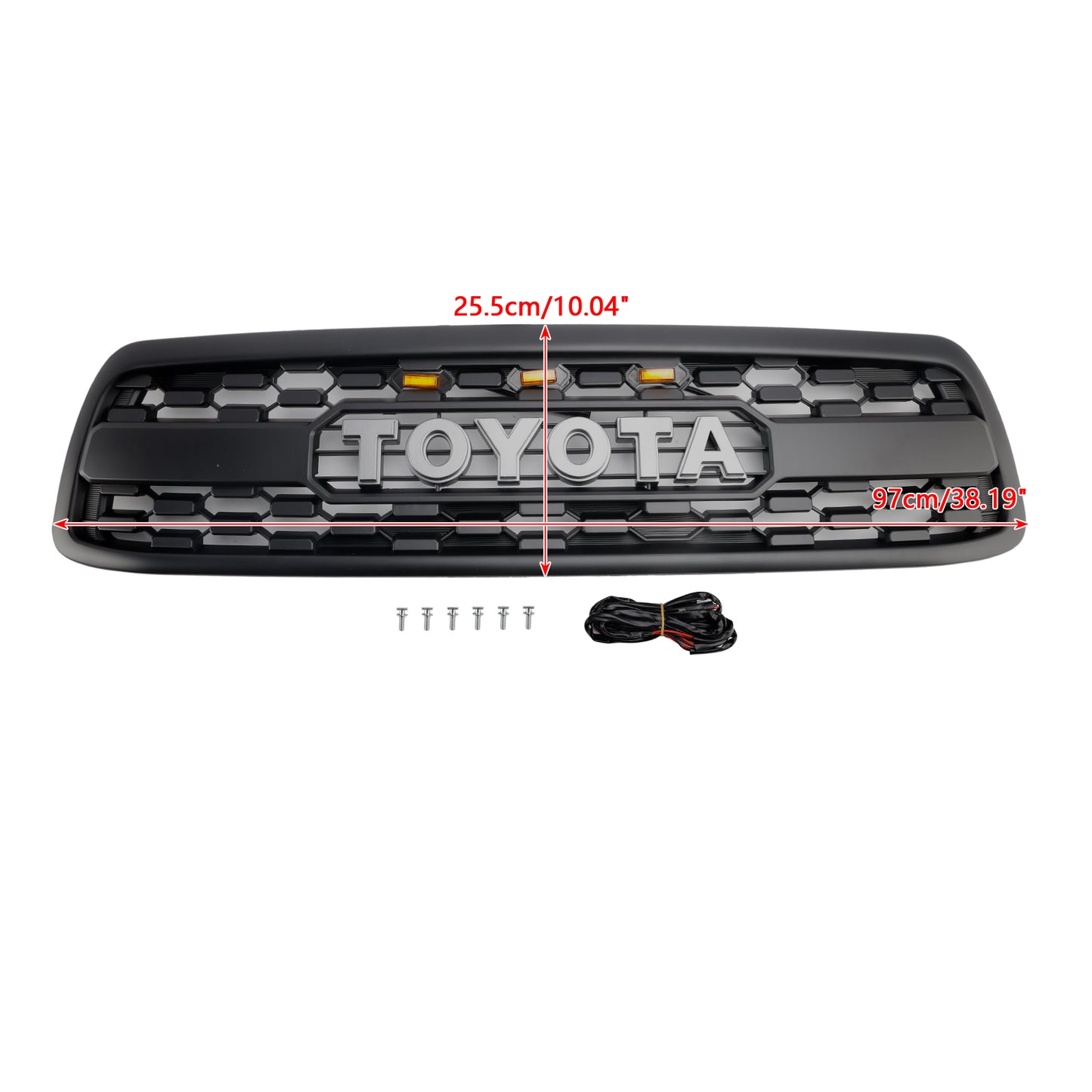 TRD PRO Style | Toyota Tundra | Matte Black Grill | 2000-2002 | Air Intake Radiator Bumper Grille + LED Light + Letter