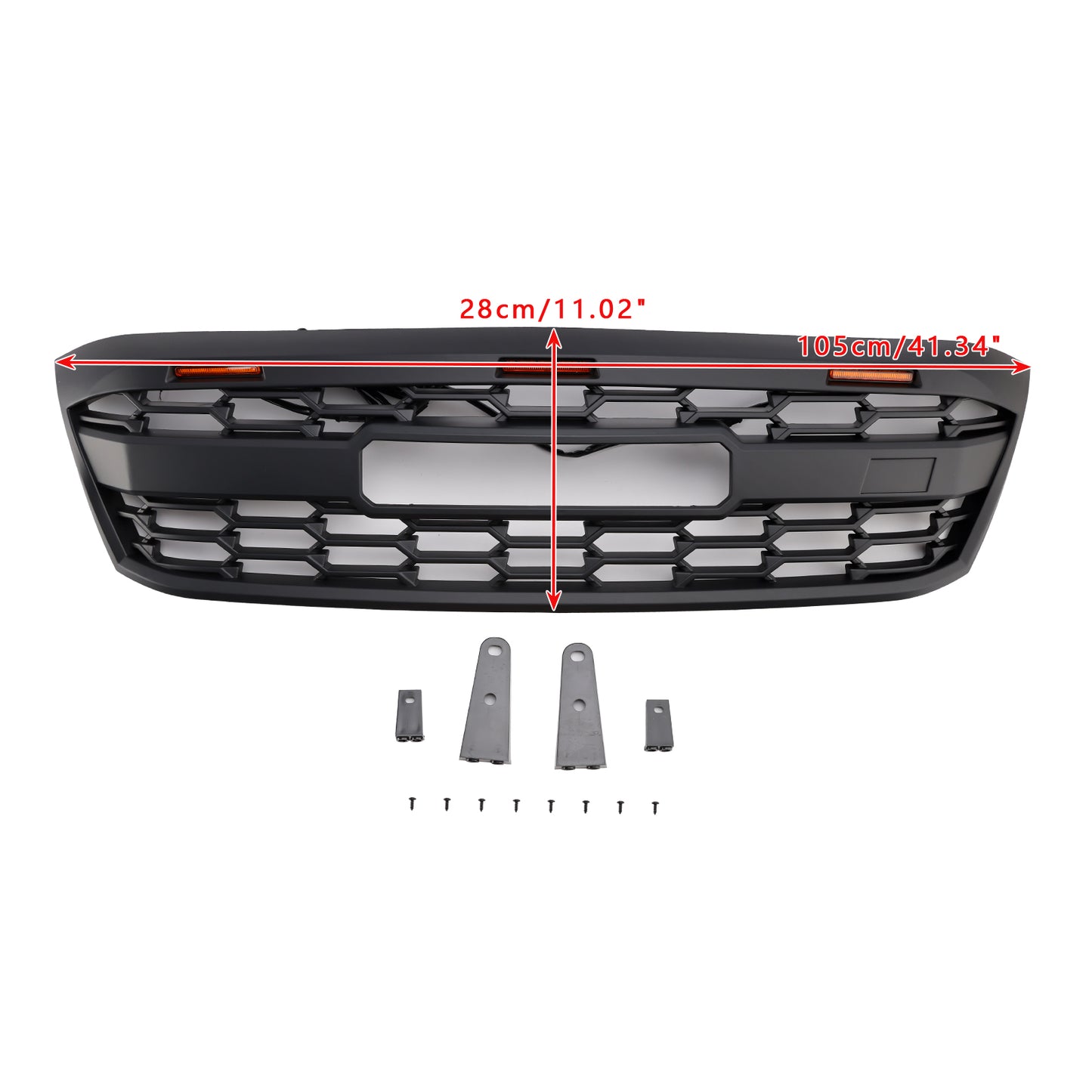 Toyota Hilux 2005-2011 N70 GR Style Grill Front Bumper Matte Black Replacement Grille W/ LED + Red Letter