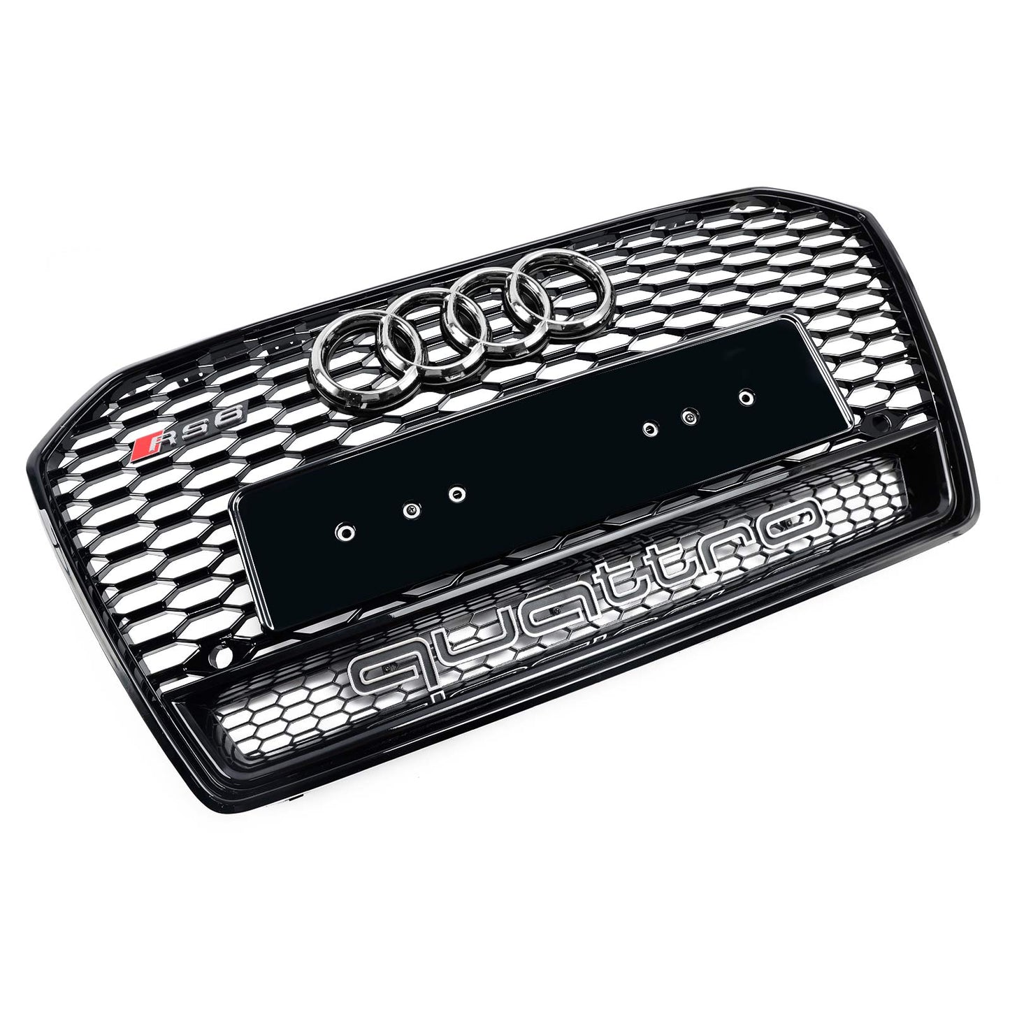 2015-2018 Audi A6 / S6 C7 Facelift RS6 Style Honeycomb Mesh Front Grill Black Grille W/ Sliver Emblem