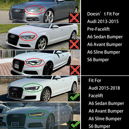 2015-2018 Audi A6 / S6 C7 Facelift RS6 Style Honeycomb Mesh Front Grill Black Grille W/ Sliver Emblem
