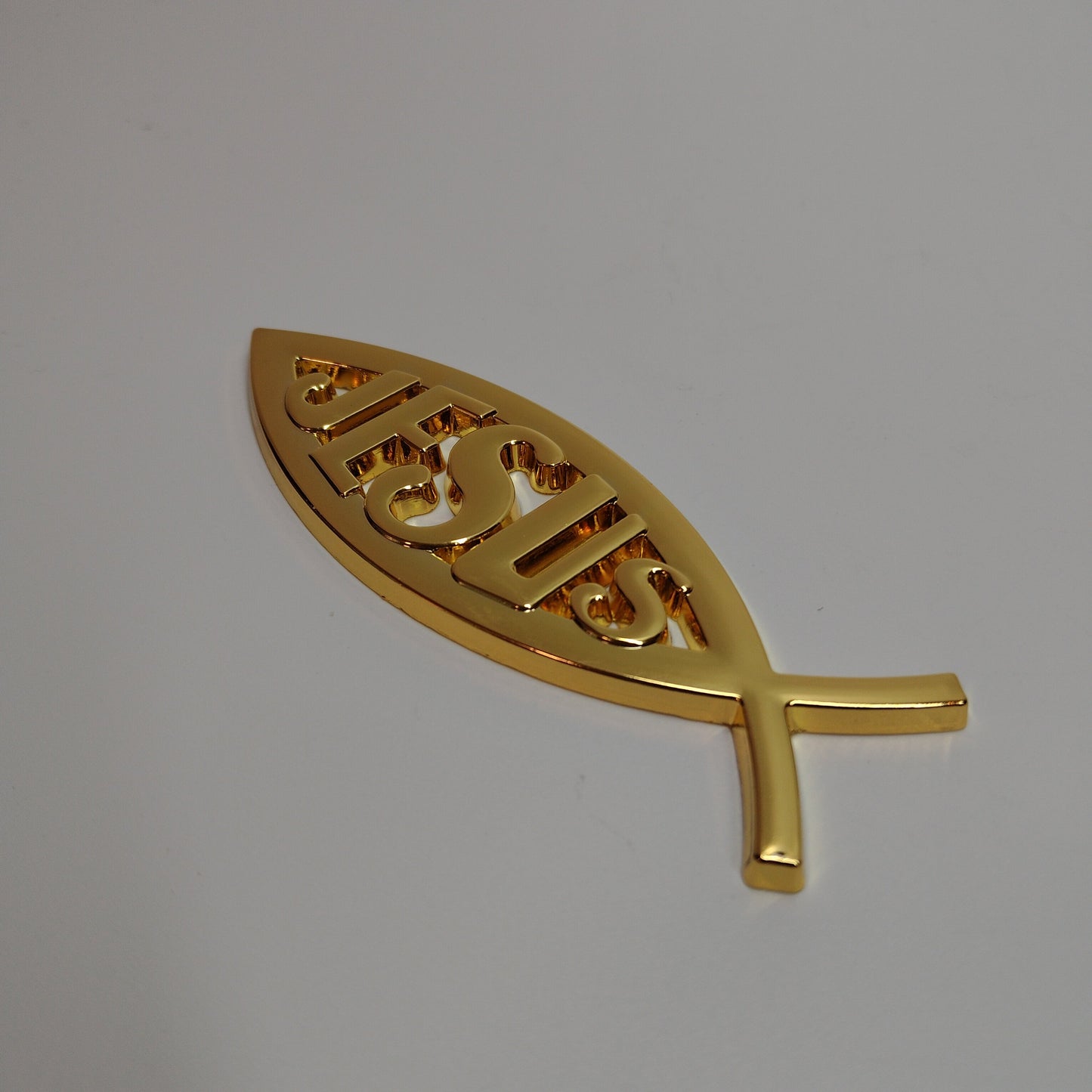 Emblema adhesivo 3D para coche, diseño de Dios religioso para Jesús, símbolo cristiano del pez dorado
