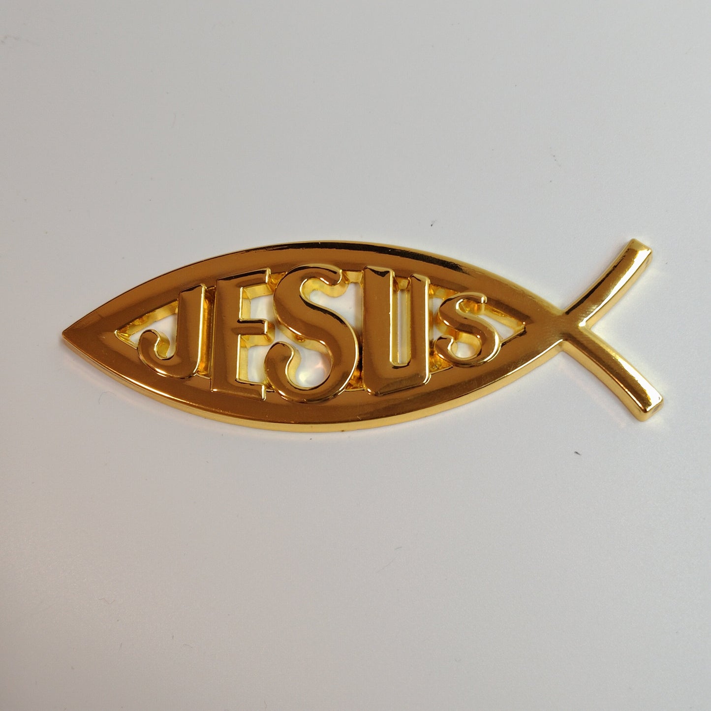 Emblema adhesivo 3D para coche, diseño de Dios religioso para Jesús, símbolo cristiano del pez dorado