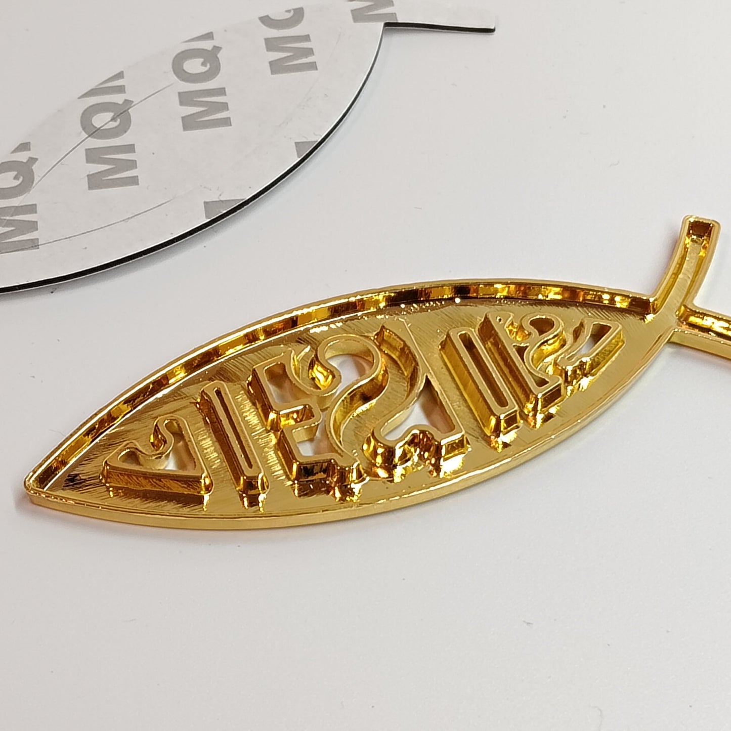Emblema adhesivo 3D para coche, diseño de Dios religioso para Jesús, símbolo cristiano del pez dorado
