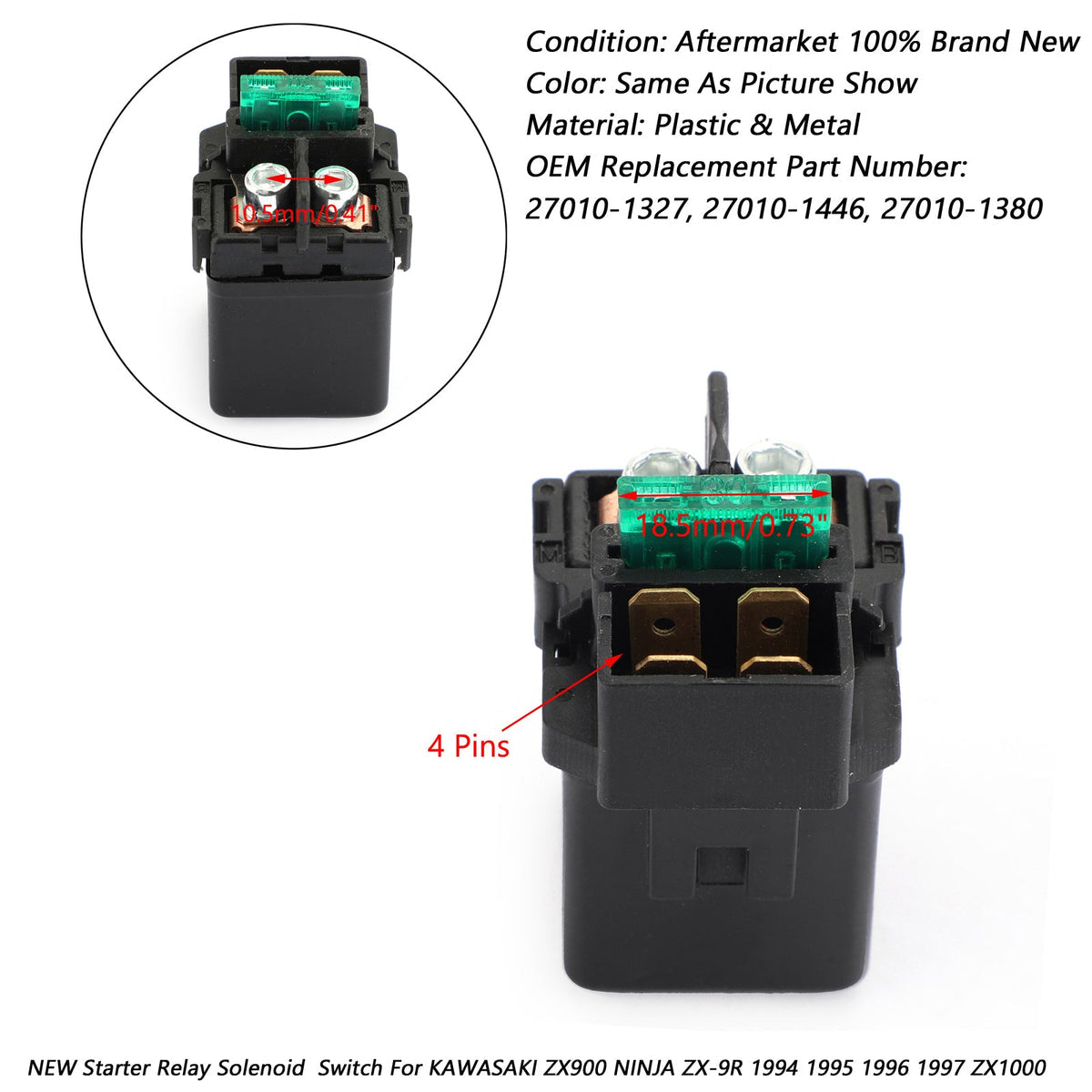 1994-2010 Kawasaki ZX600 ZX-6R ZX-6RR NINJA 27010-1327 Starter Relay Solenoid