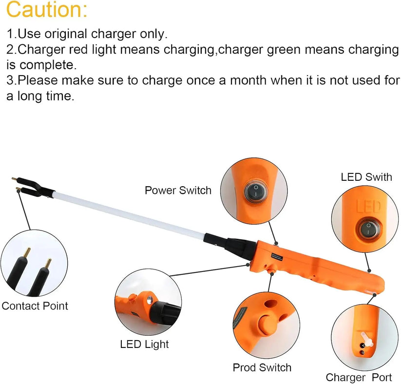 Livestock Prod Stick With Led Light Rechargeable Electric Repelling Rod For Pig, US Plug