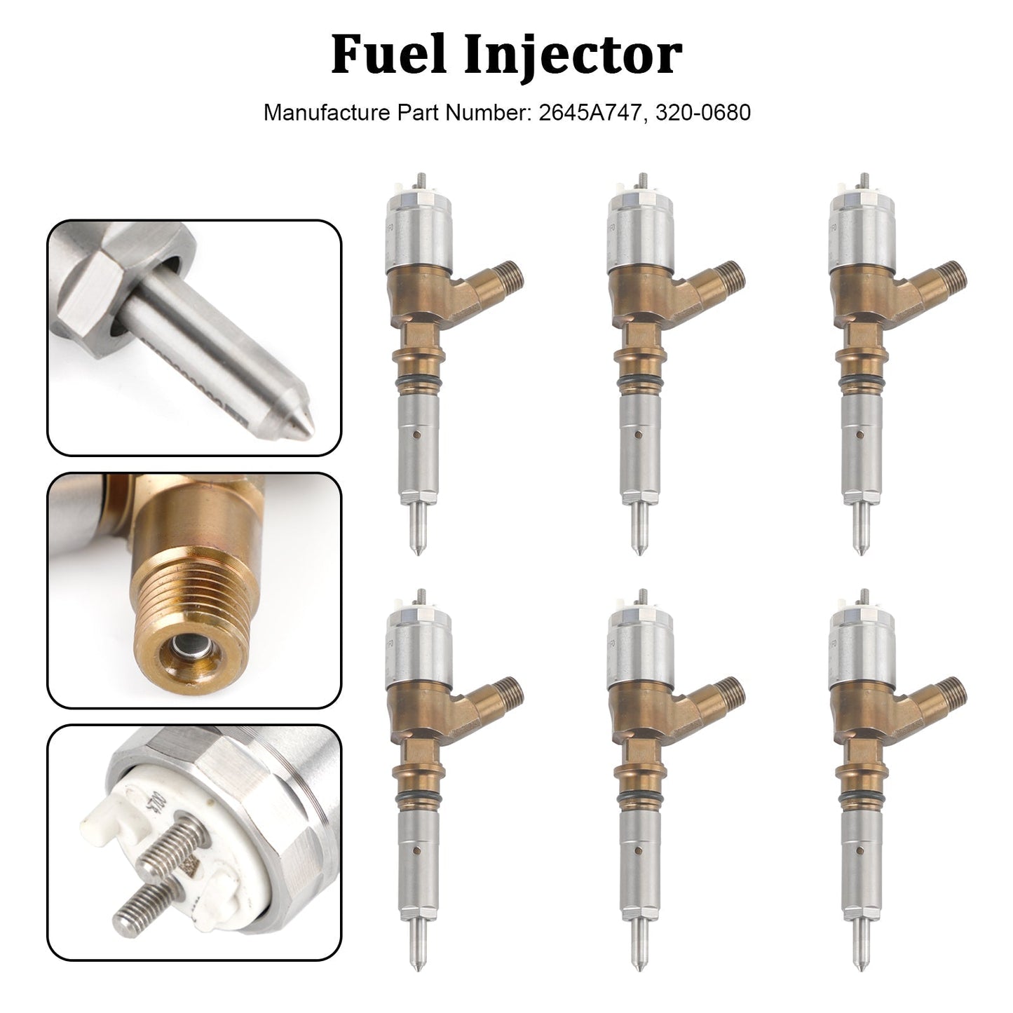 Inyectores de combustible para excavadoras CAT 320D, 312D, 313D, 321D y 323D (6 unidades, 3264700, 10R-7675)