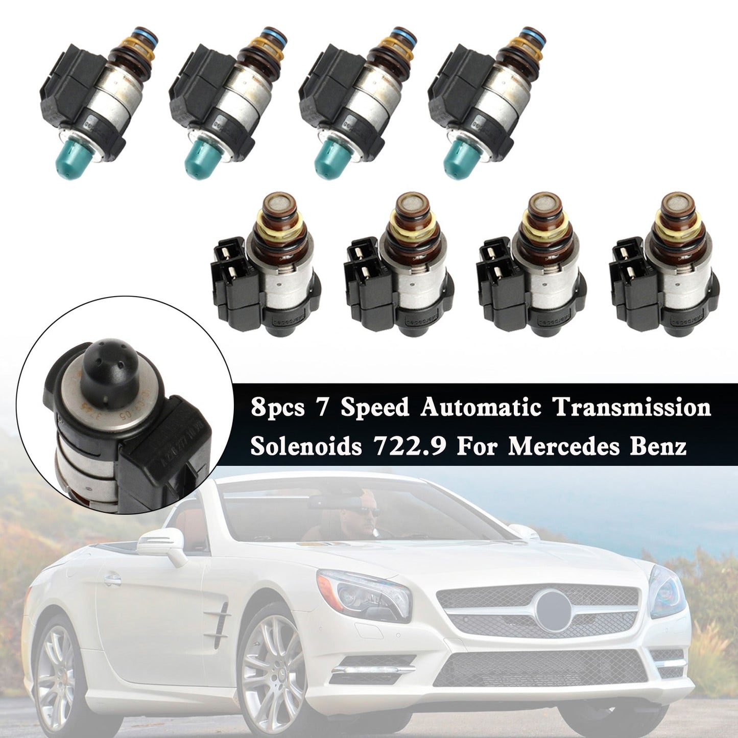 Benz W221 8pcs 7 Speed 722.9 Automatic Transmission Solenoids S300 S350 S500 S550 S600 Generic