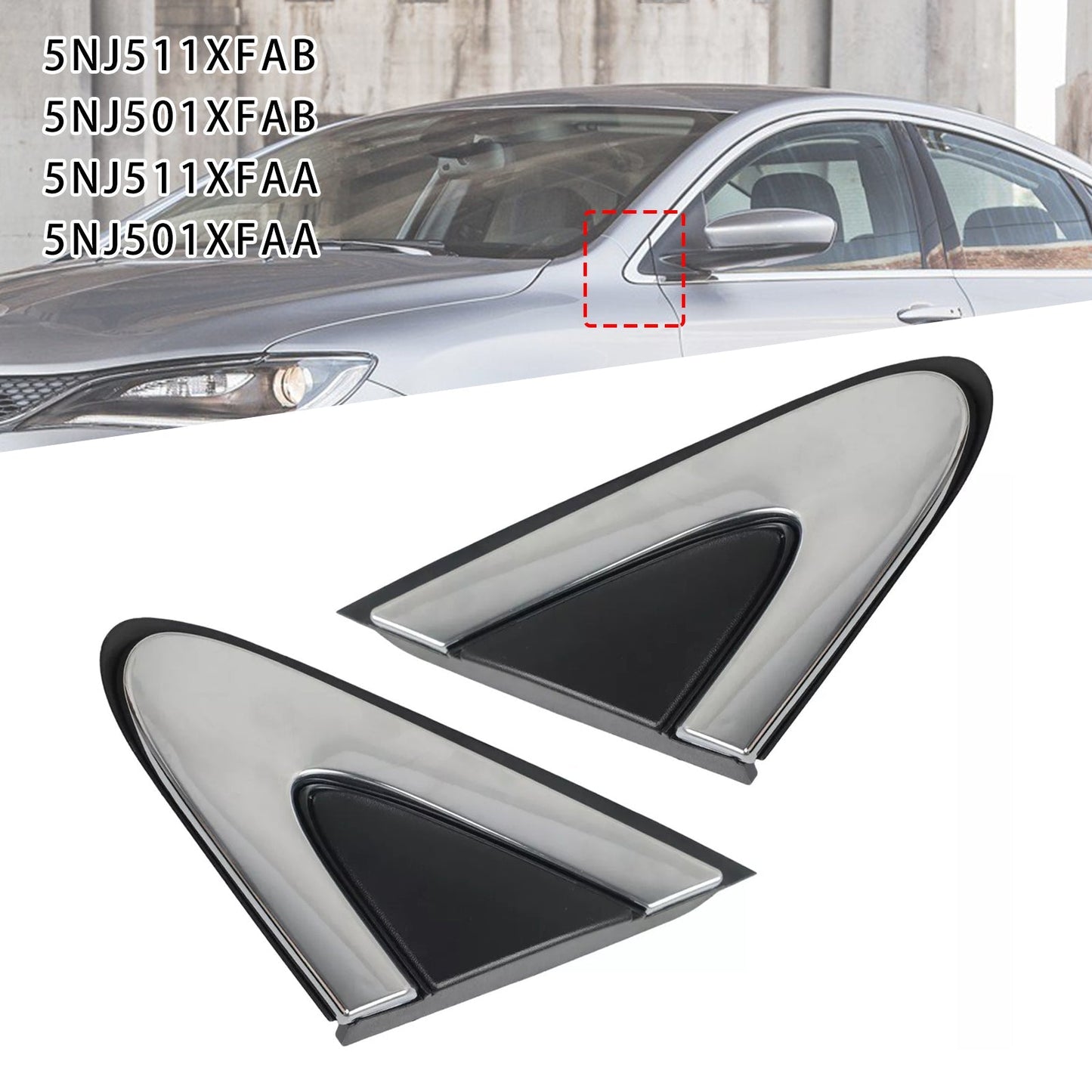 Moldura de esquina para guardabarros, cubierta de espejo lateral izquierdo y derecho para Chrysler 200 2015-2017, 5NJ511XFAB
