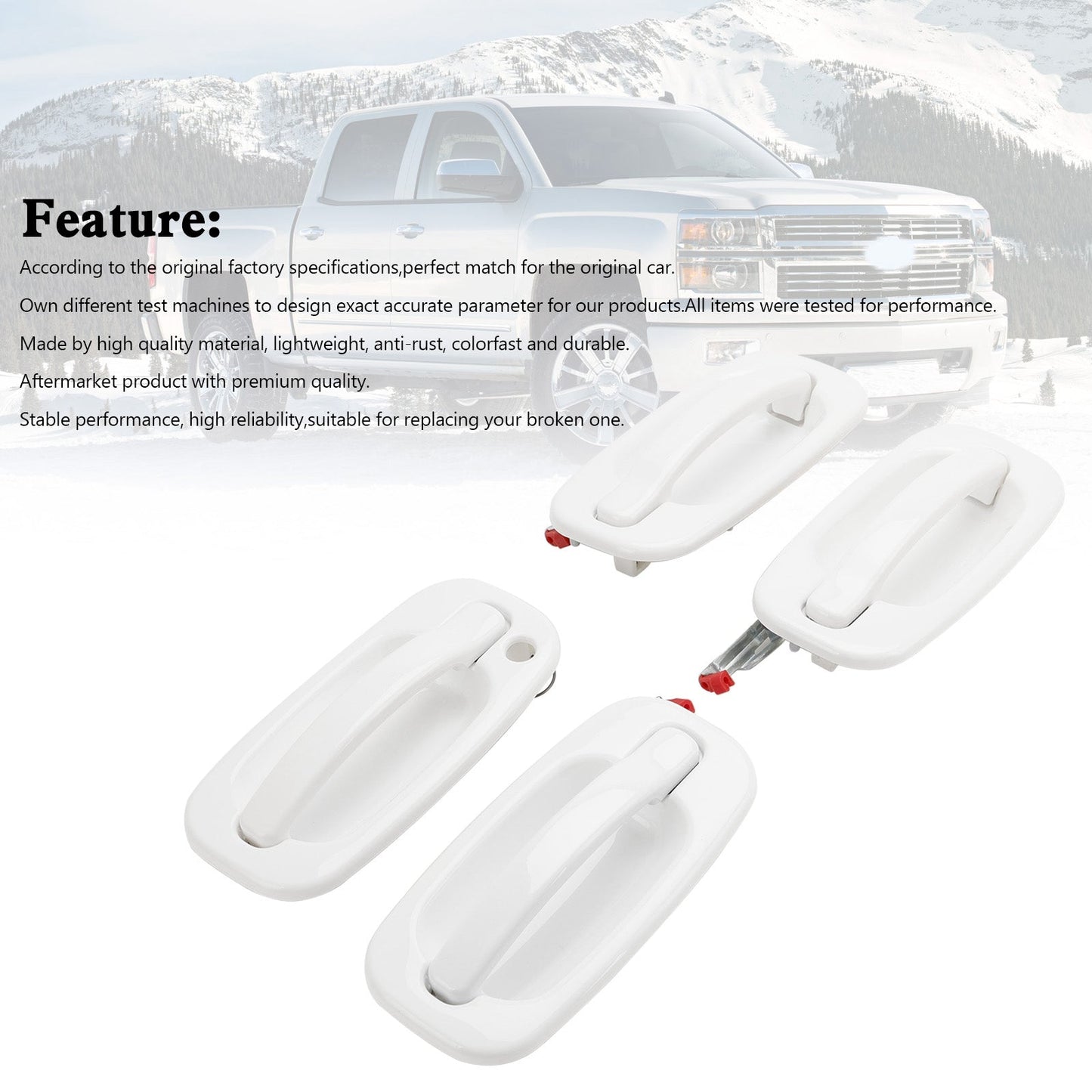 Ensemble de 4 poignées de porte extérieures peintes en blanc pour Chevrolet Suburban/Tahoe 2000-2006 19356468 19356469