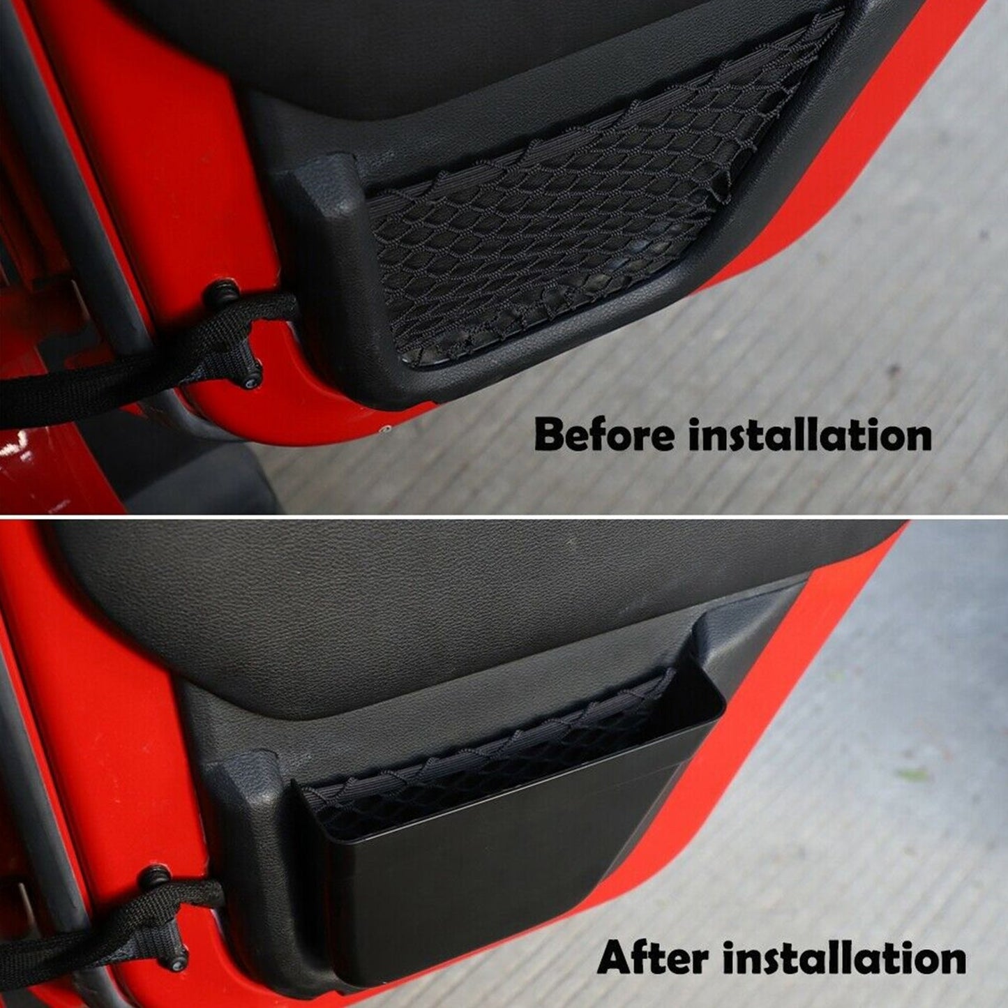 Boîte de rangement avec filet pour portières avant et arrière du Wrangler JK 2011-2017
