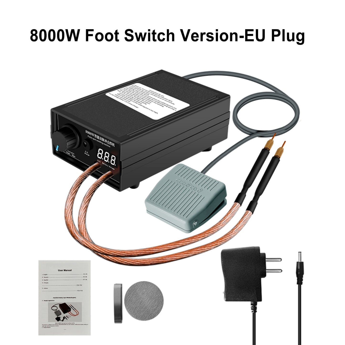 8000W Mini Spot Welder Machine DIY Kit 18650 Battery Spot Welding Pen Tools, 8000W Foot Switch Version-EU