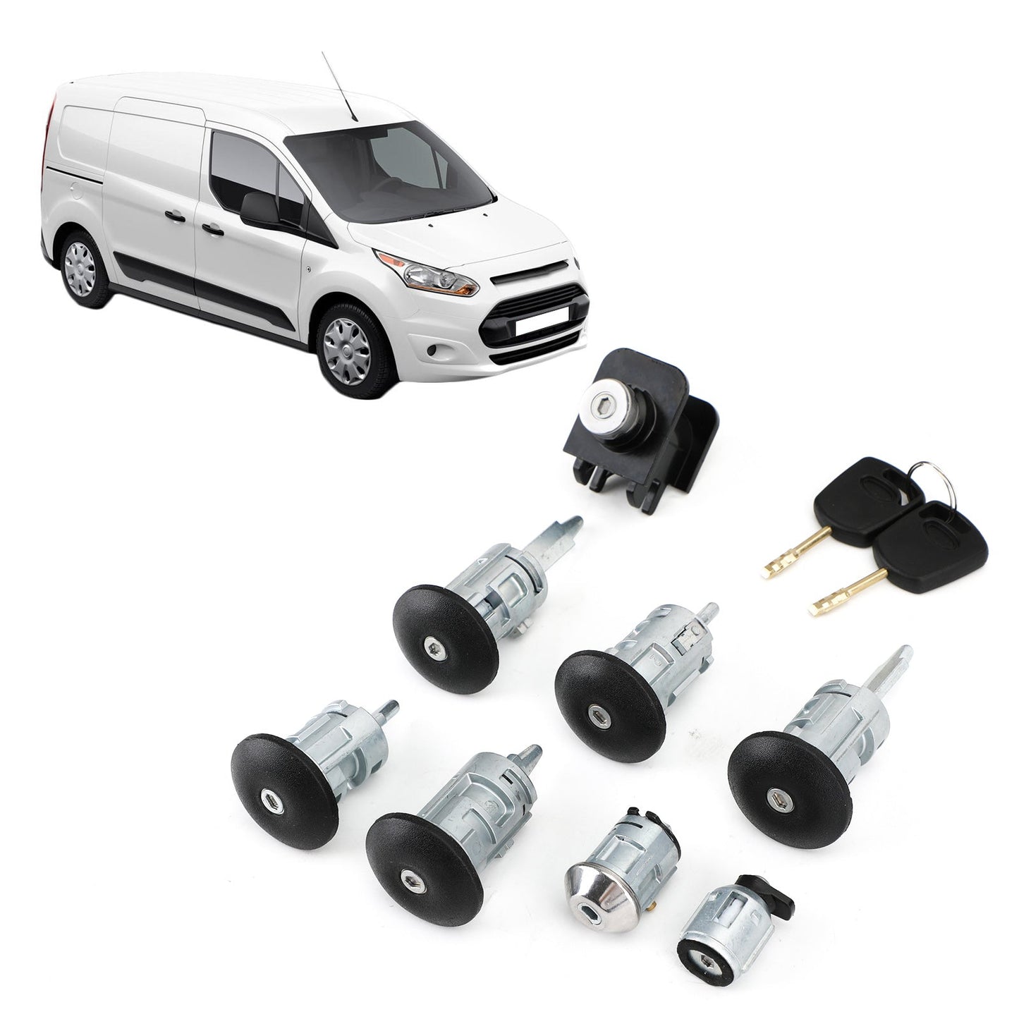 Ensemble de serrures Transit Connect pour Ford 02-07 avec serrure de capot et de porte de carburant