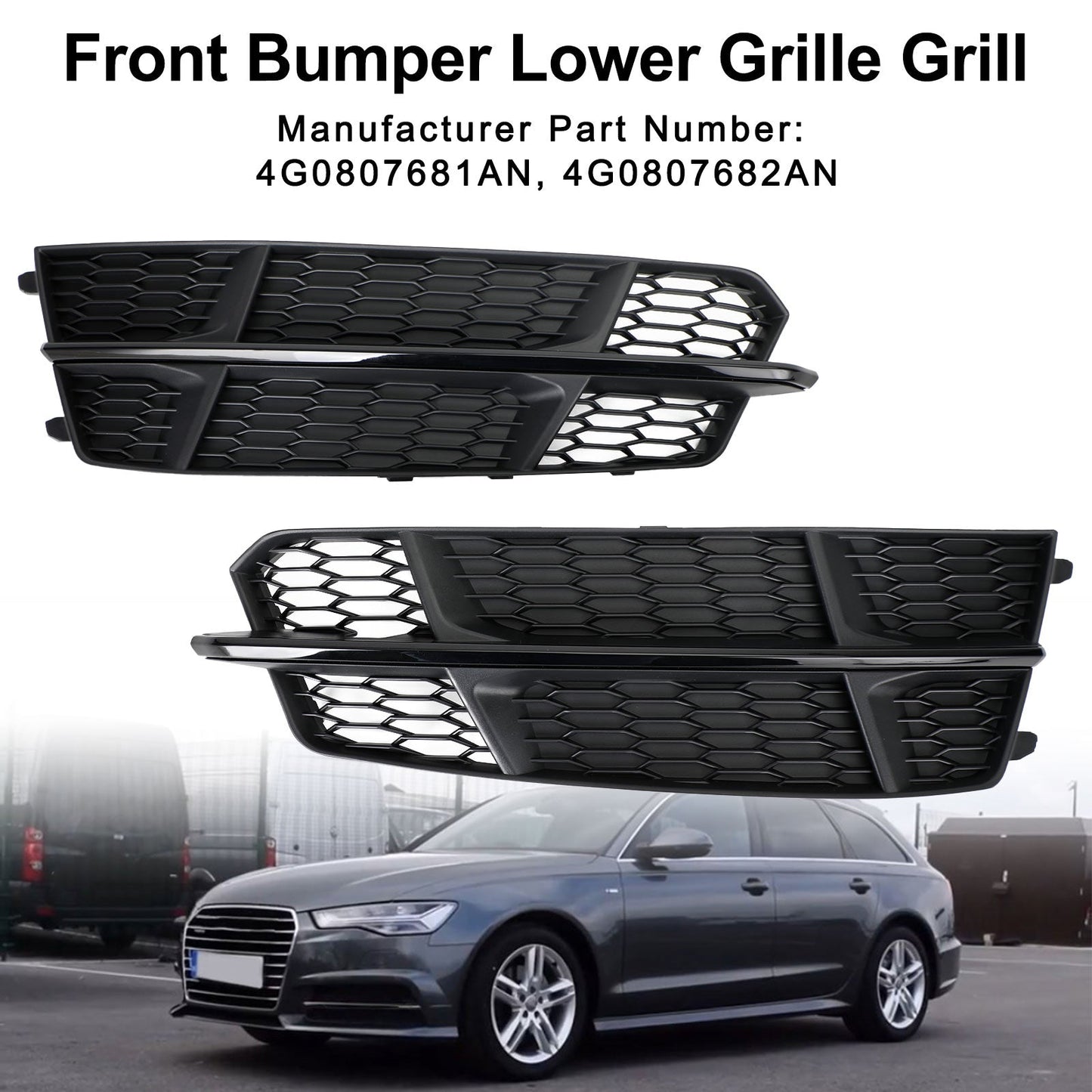 2016-2018 Audi A6 C7 S-Line Bumper Front Bumper Lower Grille Grill Matt Black 4G0807681AN 4G0807682AN Generic