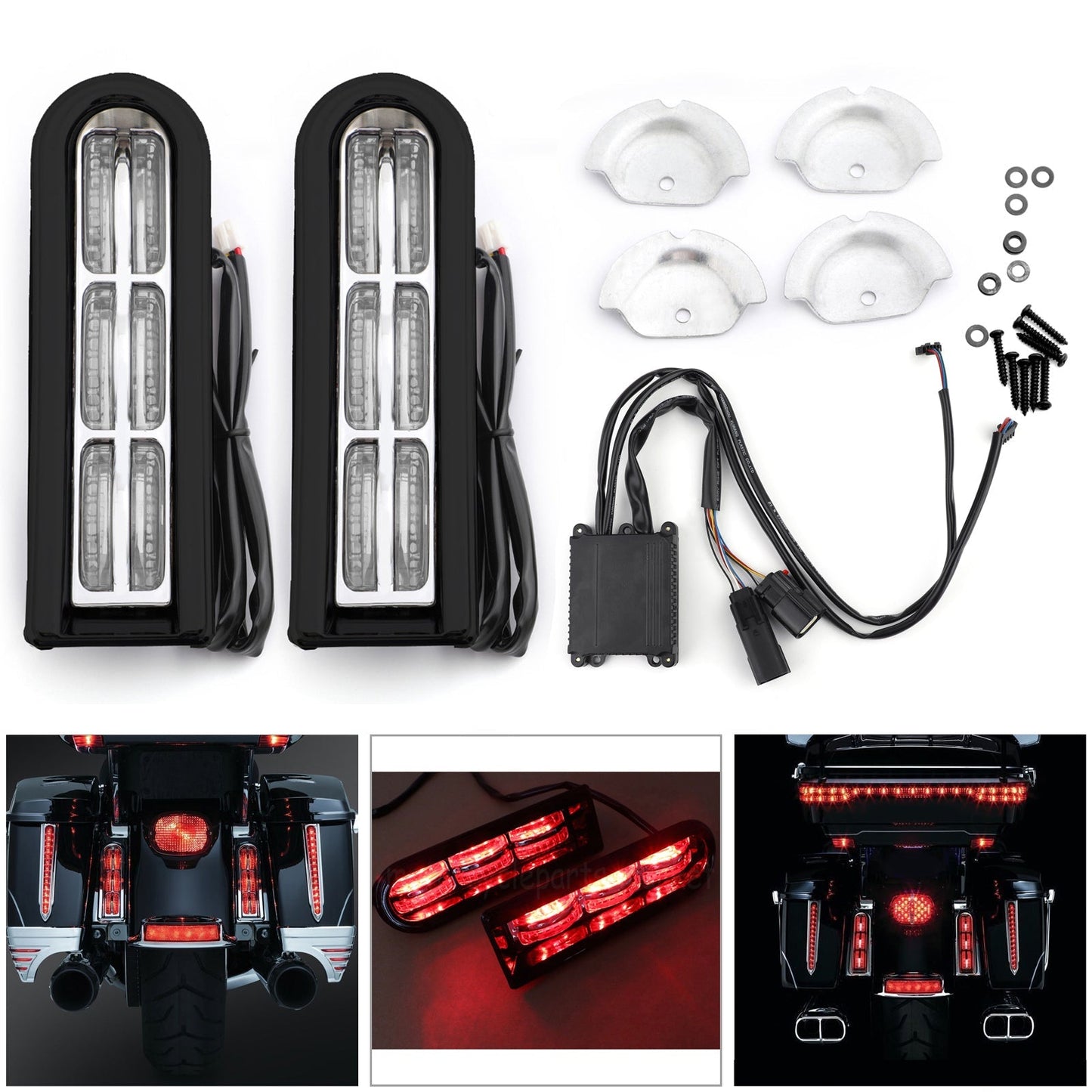 LED Inserts Saddlebag Filler Support Lights For For Harley Touring Electra Glide