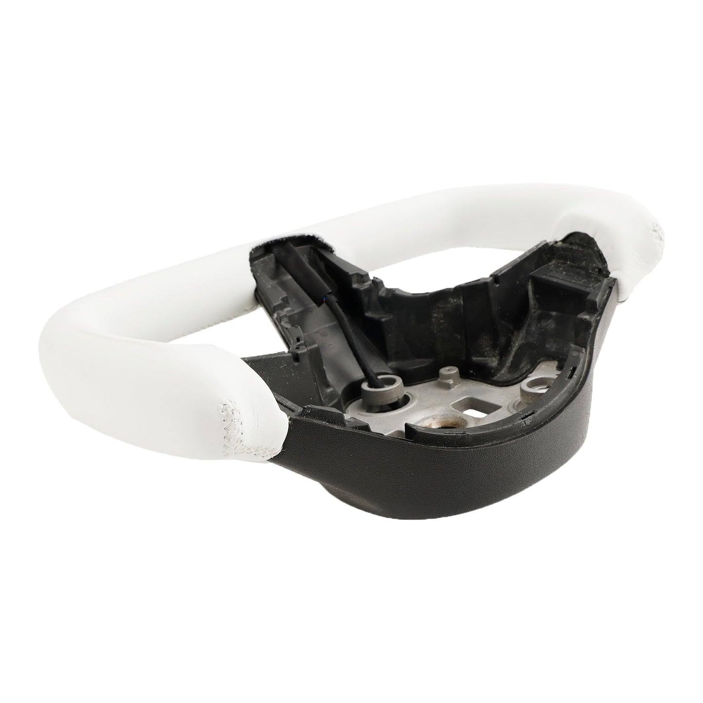 Volant carré chauffant en cuir blanc pour Tesla Model 3 (2017-2023)