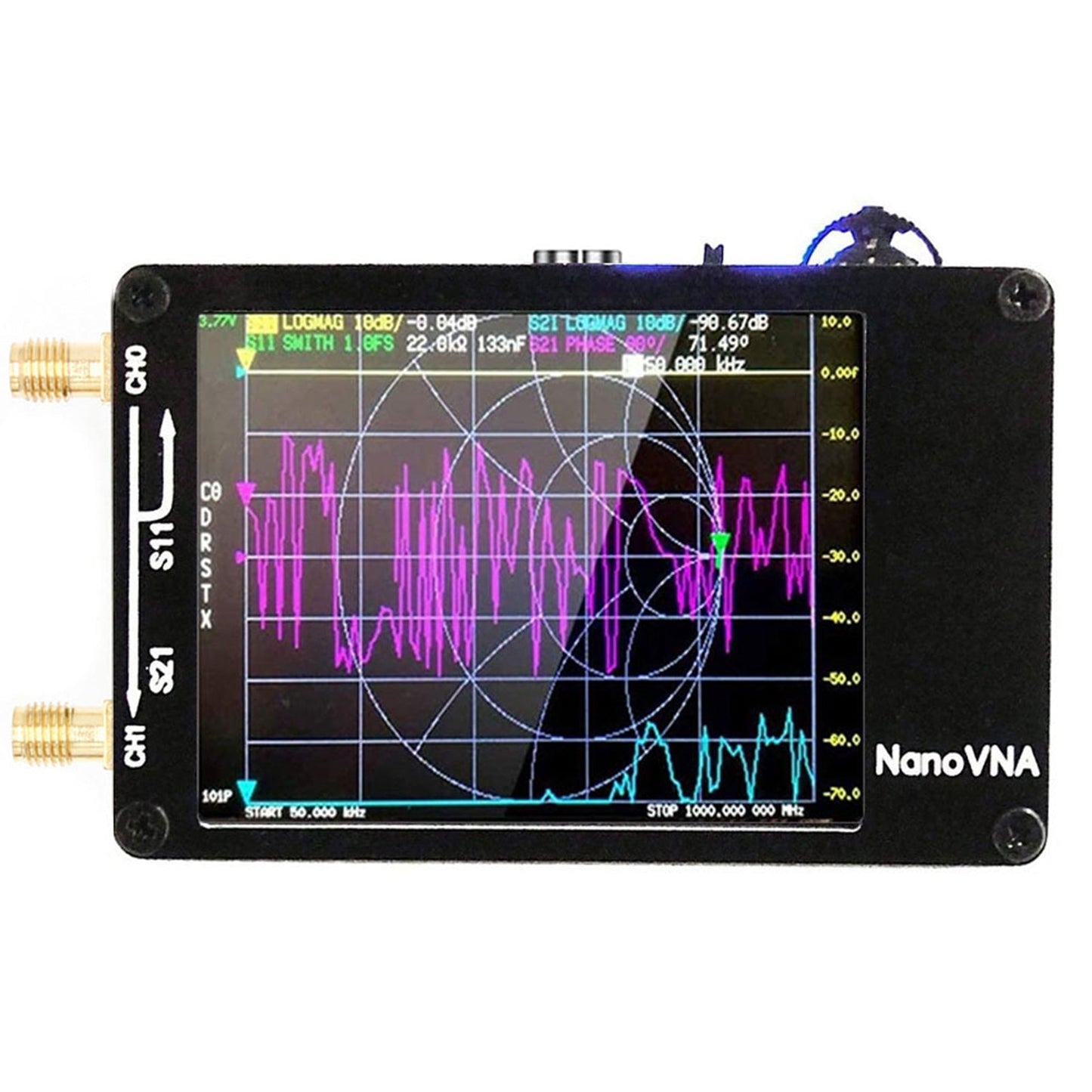 Analyseur d'antenne réseau vectoriel NanoVNA-H 50 kHz-1,5 GHz MF HF VHF UHF Bare Metal