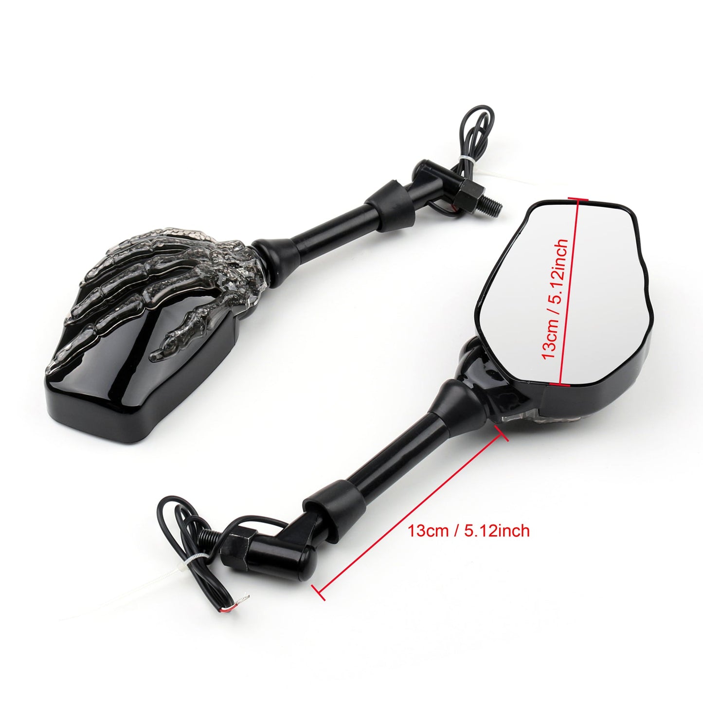 Rétroviseurs clignotants squelettes en forme de crâne pour moto, vélo de route, cruiser, racer