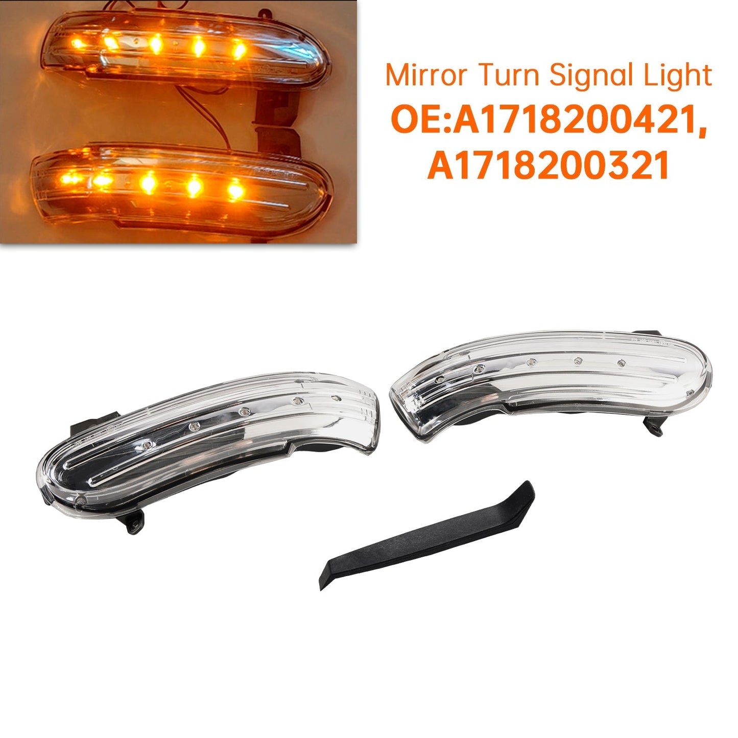 Clignotant séquentiel à LED transparent pour rétroviseur latéral Mercedes-Benz SLK R171 W171 R230 W230 2008 A1718200421