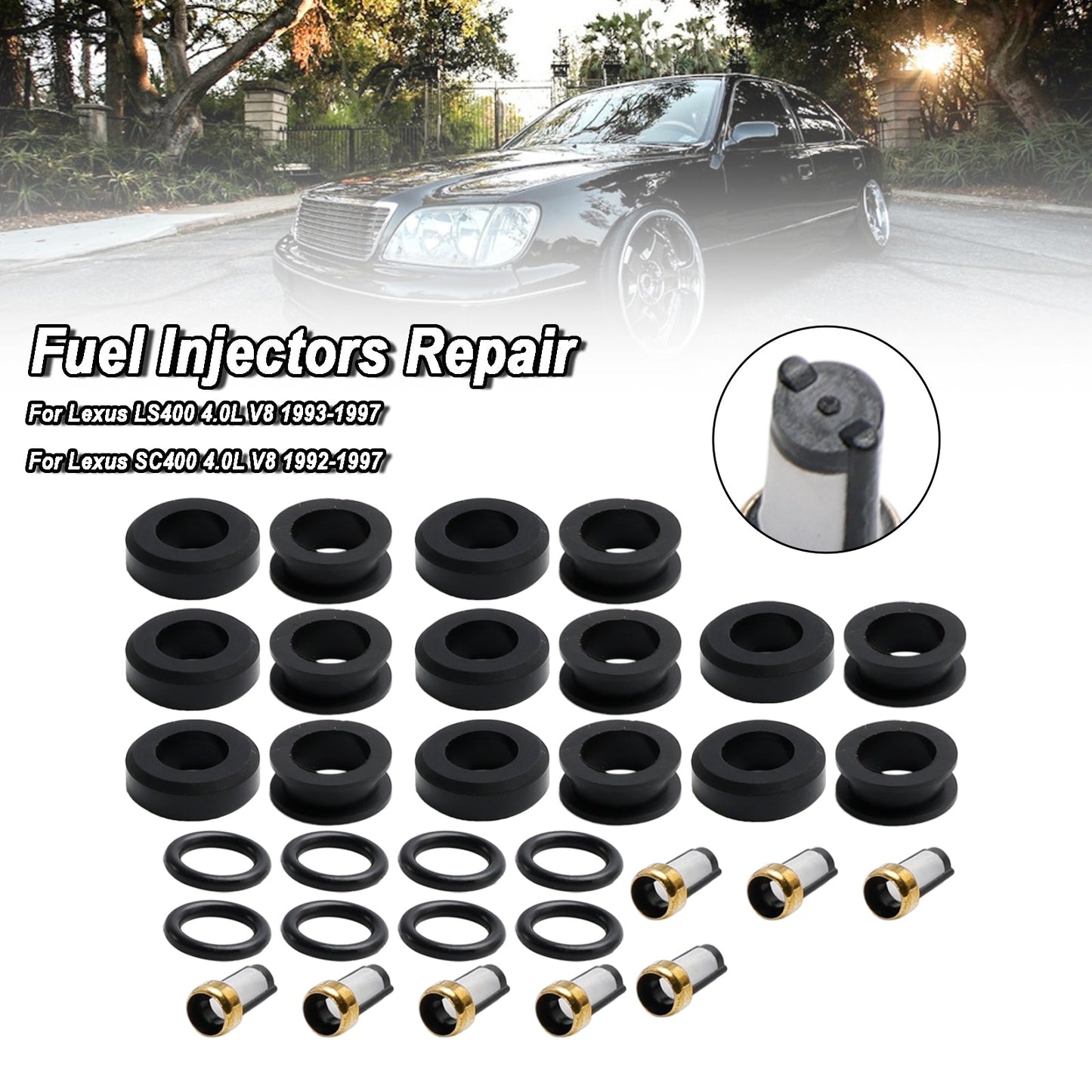 1993-1997 Lexus LS400 4.0L V8 Fuel Injector Repair Kits 23250-50020 FJ525