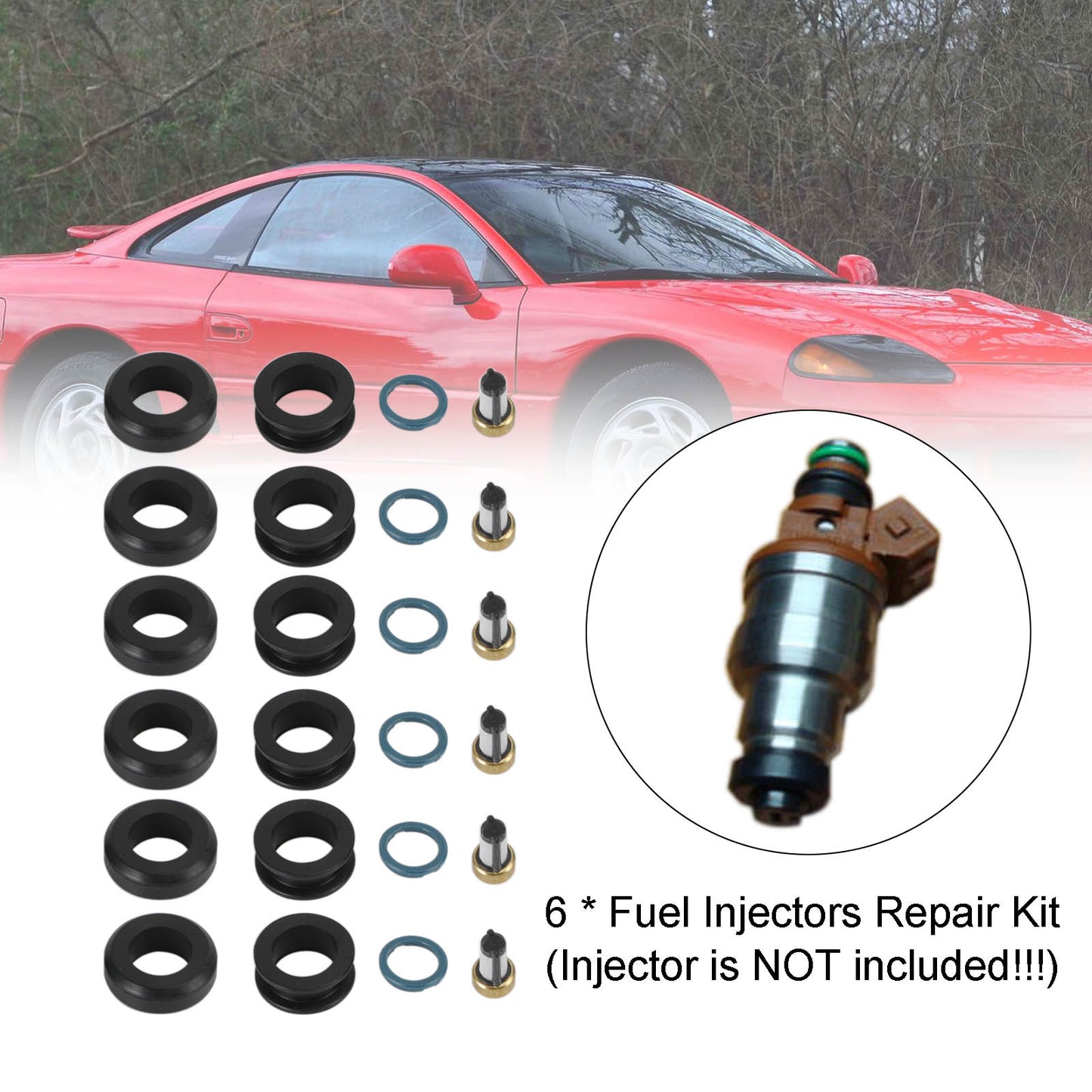 Dodge Stealth 1991-1996 6PCS Fuel Injectors Seal O-Ring Kit 18-10066 INP-014 MD164888