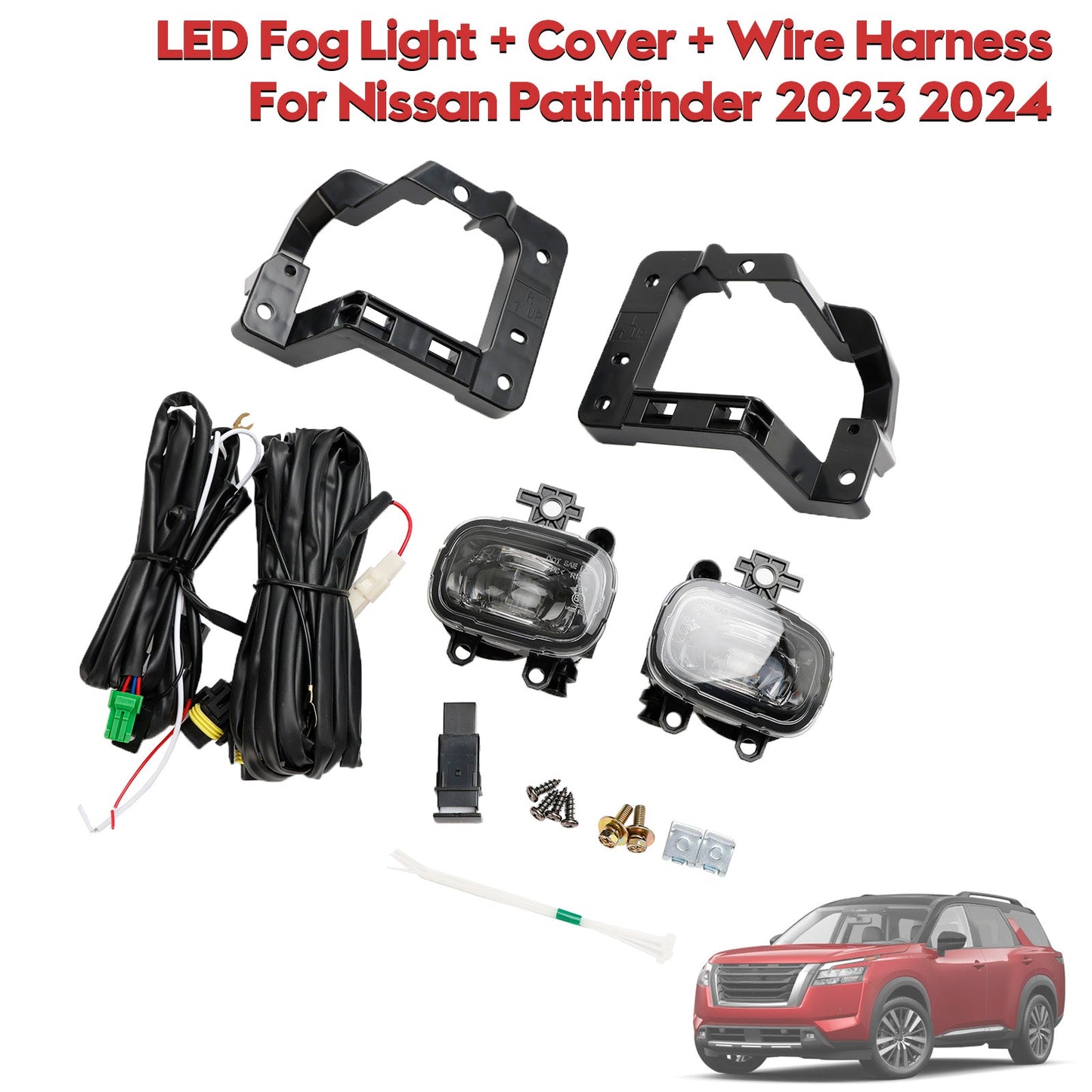 Phare antibrouillard LED pour pare-chocs avant Nissan Pathfinder 2023-2024 + cache + faisceau de câbles