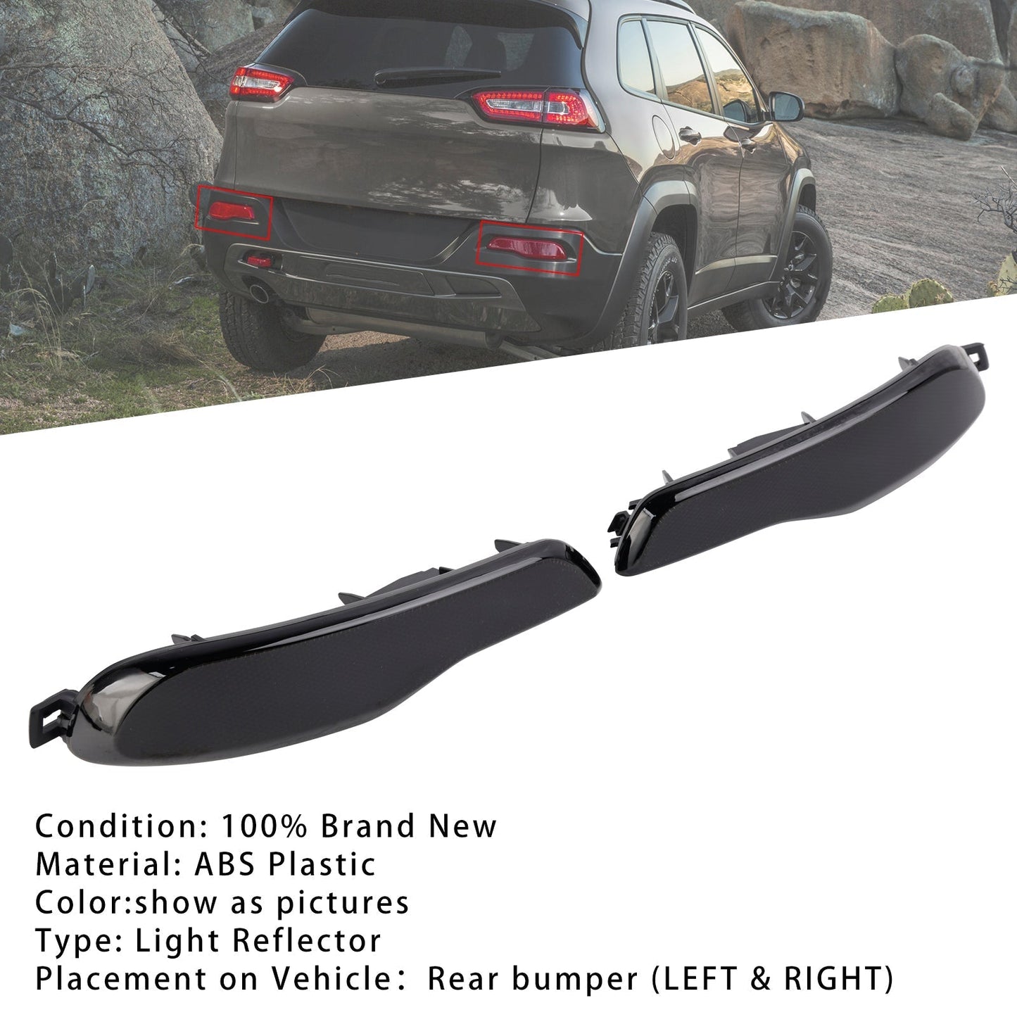 Jeep Cherokee 2014-2018 Lot de 2 réflecteurs de pare-chocs arrière 68105145A 68105144A