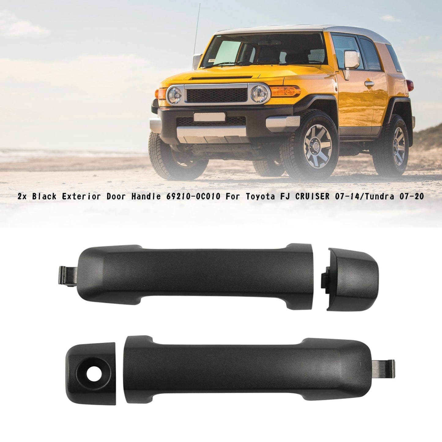 Poignées de porte extérieures noires pour Toyota Tundra 2007-2020 (69210-0C010 et 69217-0C010)