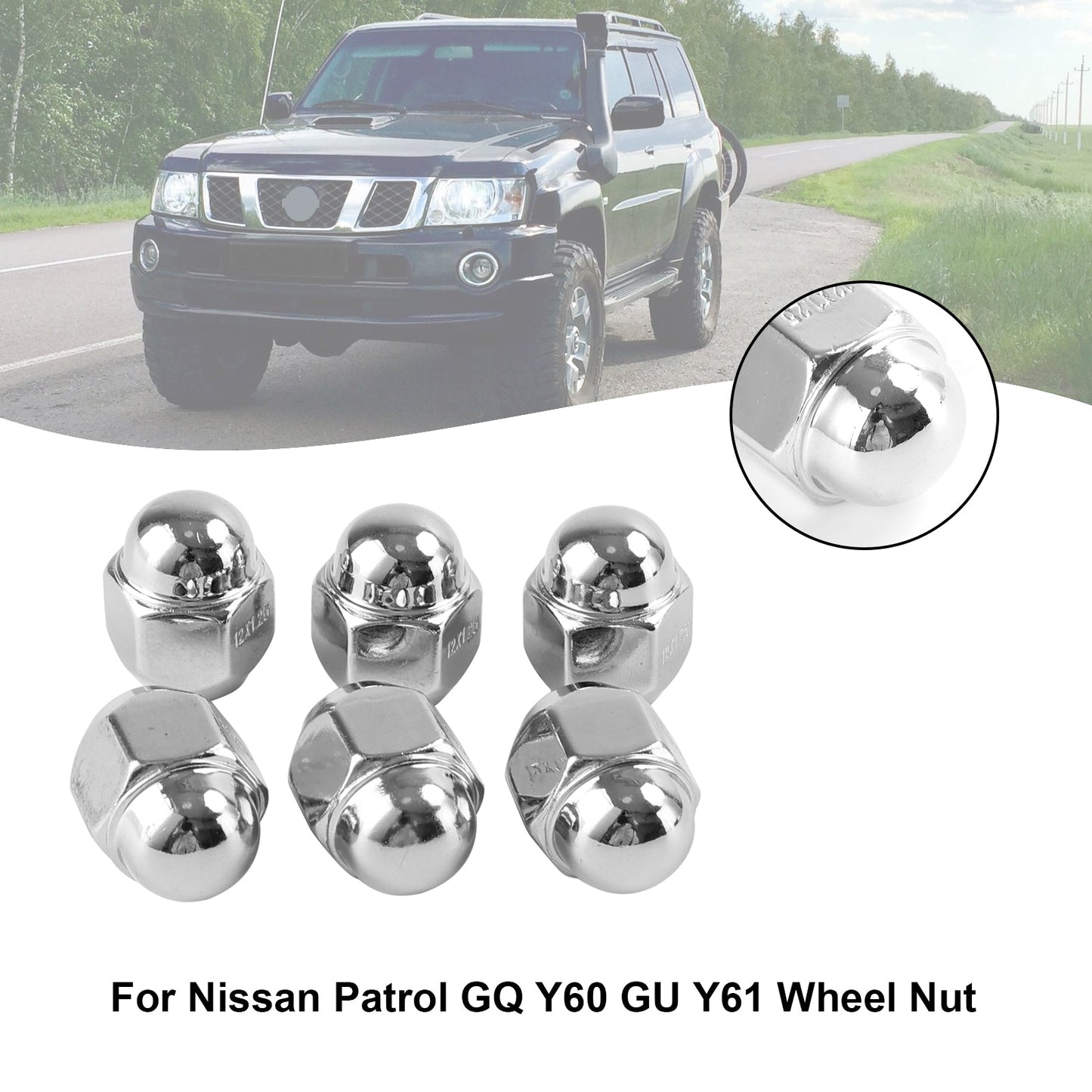 For Nissan Patrol GQ Y60 GU Y61 For Ford Maverick 6PCS Chrome Wheel Nut 40224V5500 40224-V5500