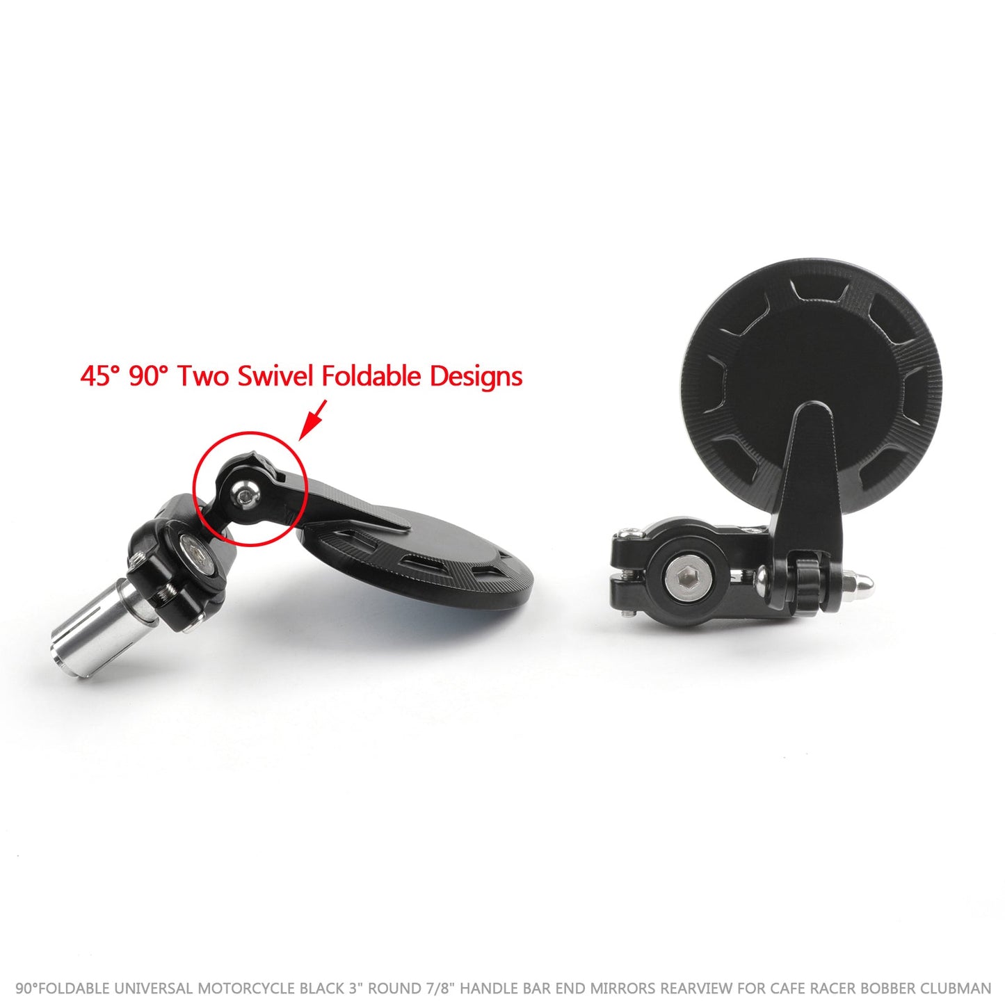 Rétroviseurs latéraux universels pliables CNC pour moto, 7/8" et 3"
