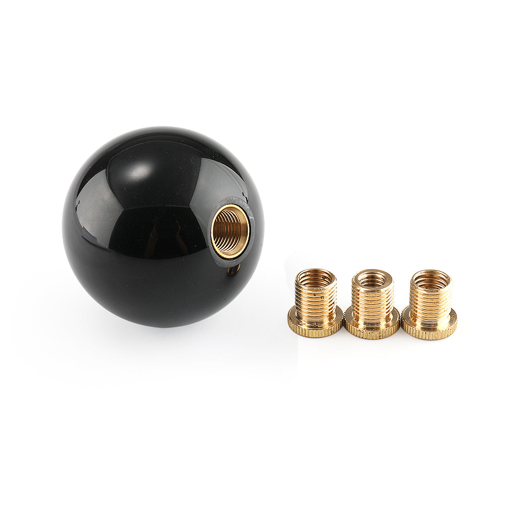 Pommeau de levier de vitesse universel rond noir en forme de boule de billard n° 8 avec 3 adaptateurs