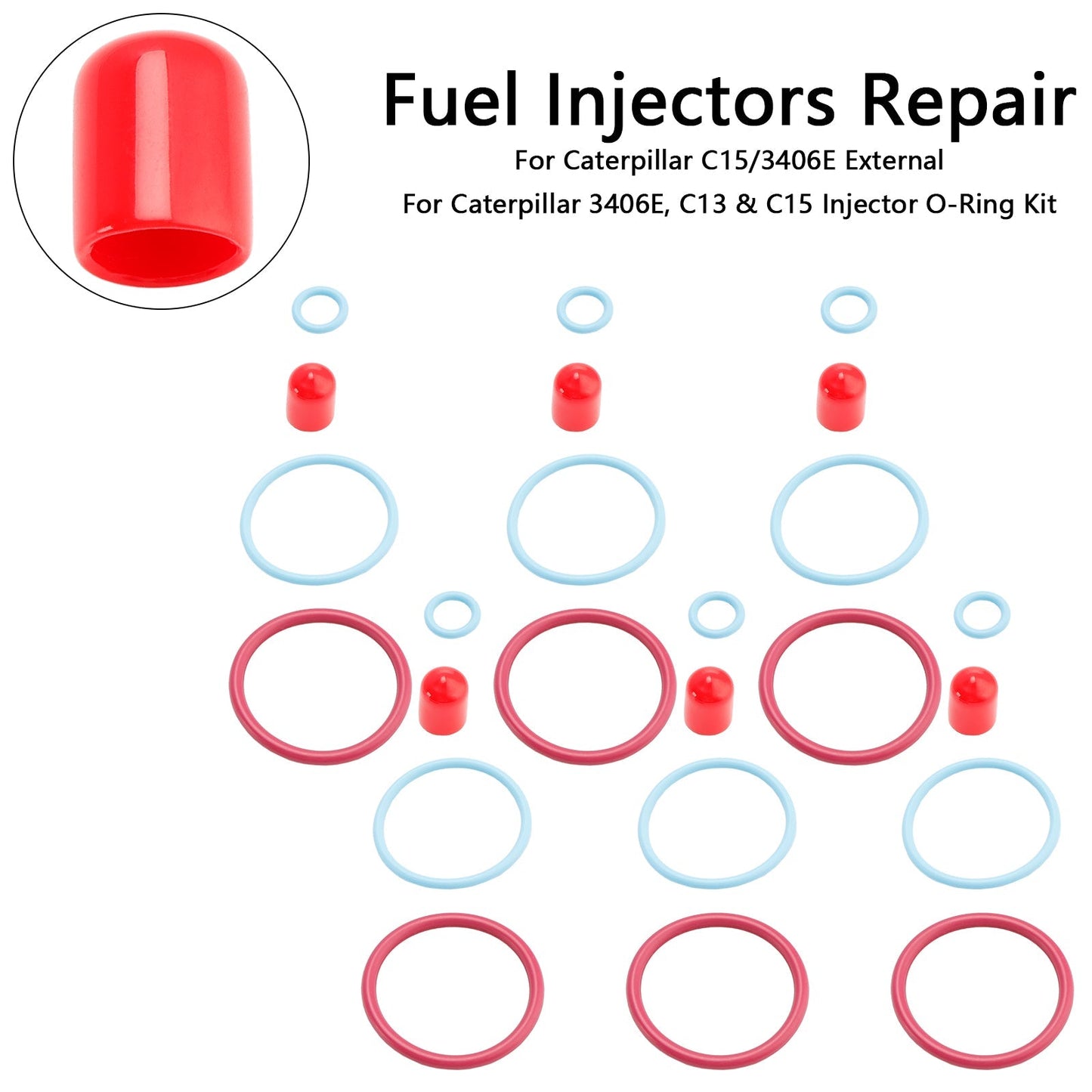 Caterpillar CAT C15/3406E External 6Pcs Fuel Injectors Seal O-Ring Kit 2481394 1895390