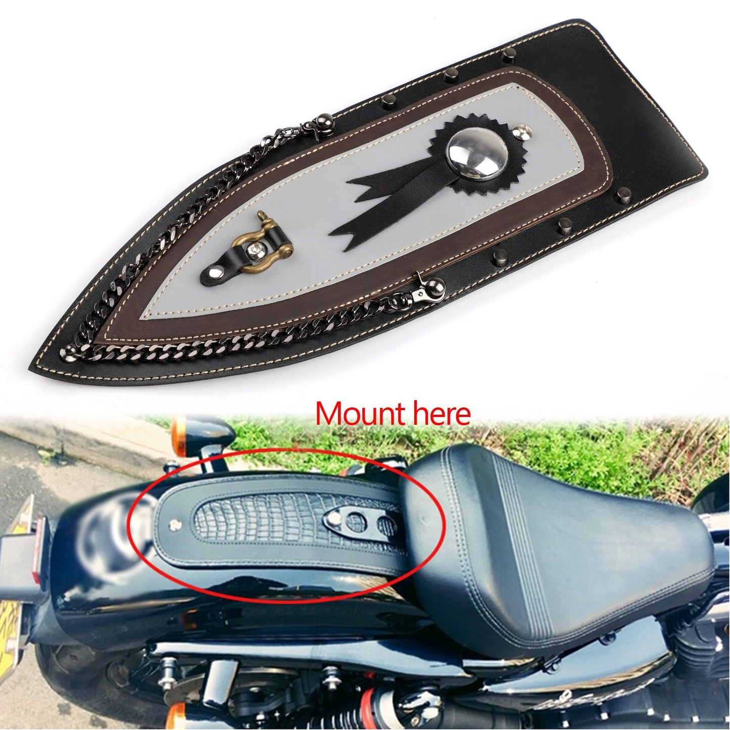 Bavette de garde-boue arrière en cuir uni pour selle solo Harley Sportster XL883 04-16