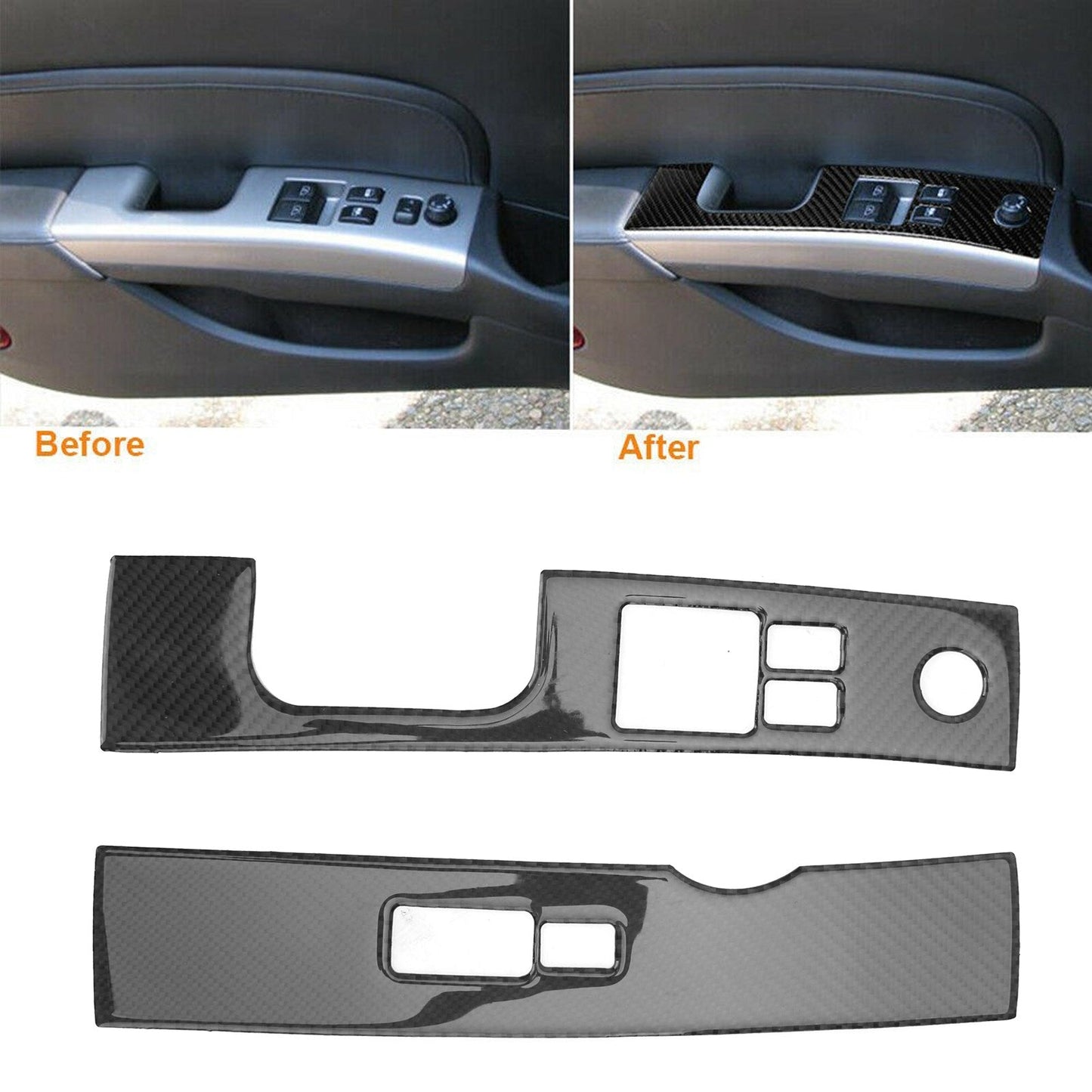 Garniture de panneau de commutateur de lève-vitre intérieur en fibre de carbone pour Nissan 350Z 2006-2009