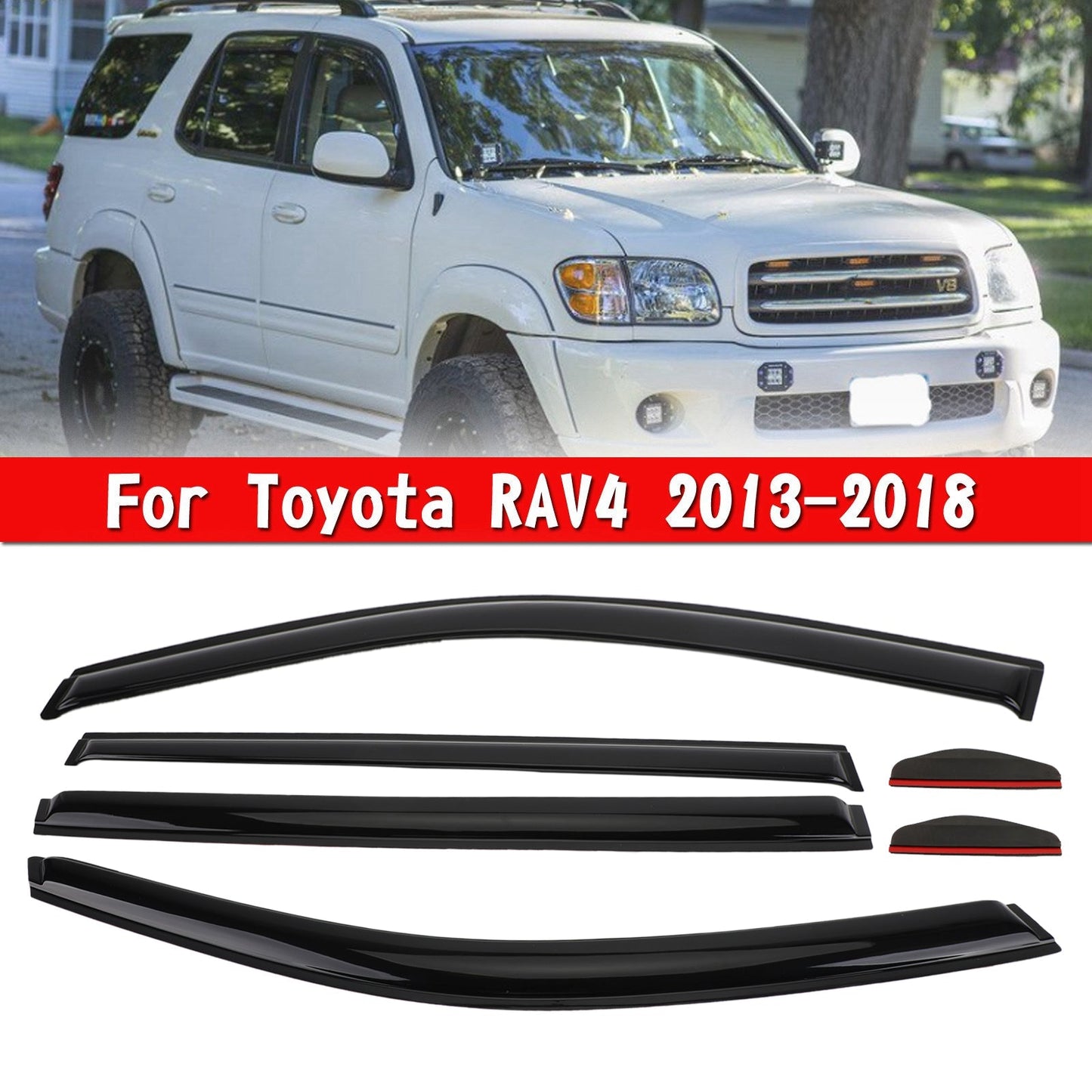 Kit de 6 viseras protectoras para ventana de coche, parasol y lluvia, para Toyota RAV4 2013-2018